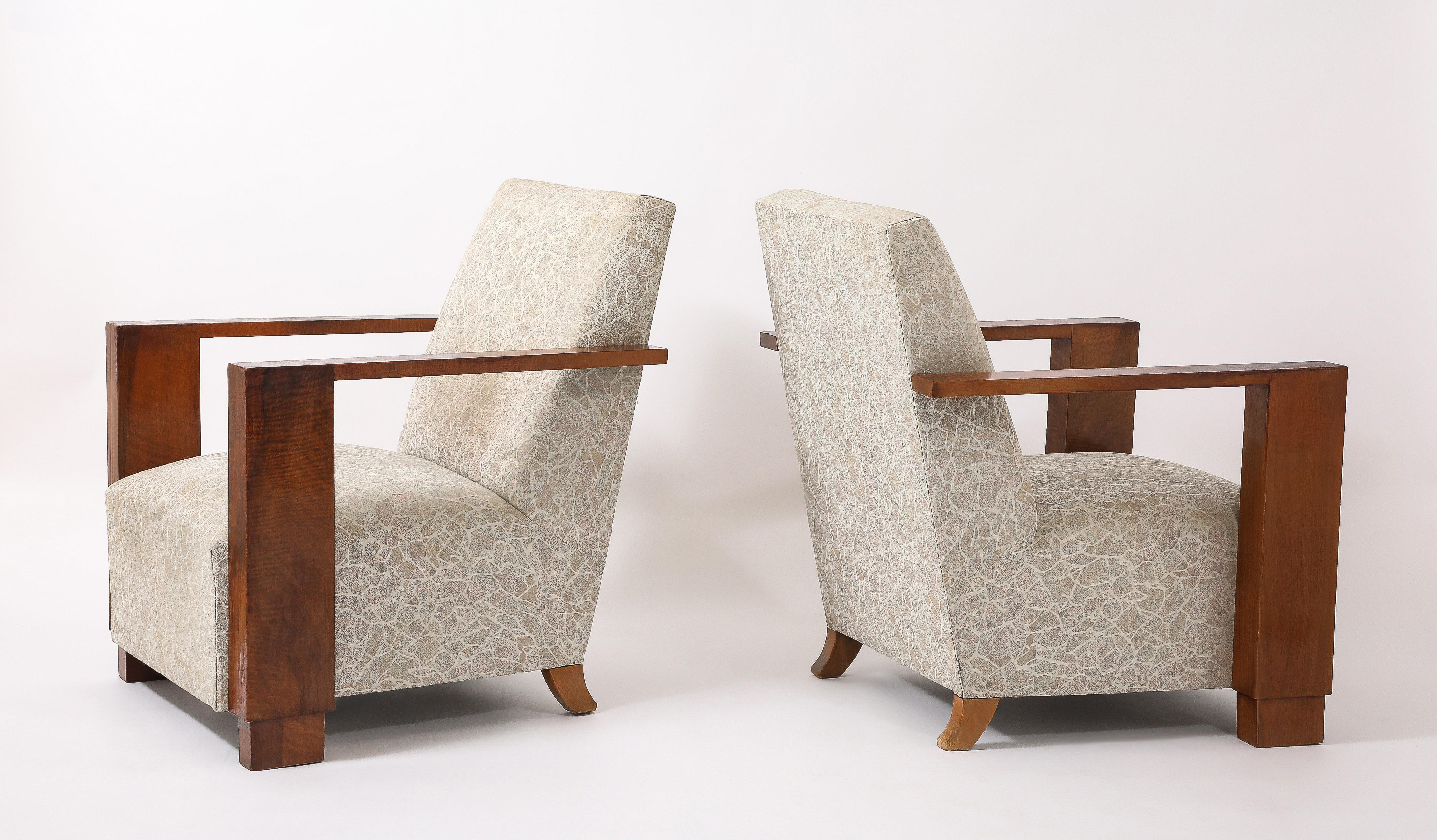 Poltrone cubiste Art Déco, Francia, anni '40 in vendita 4