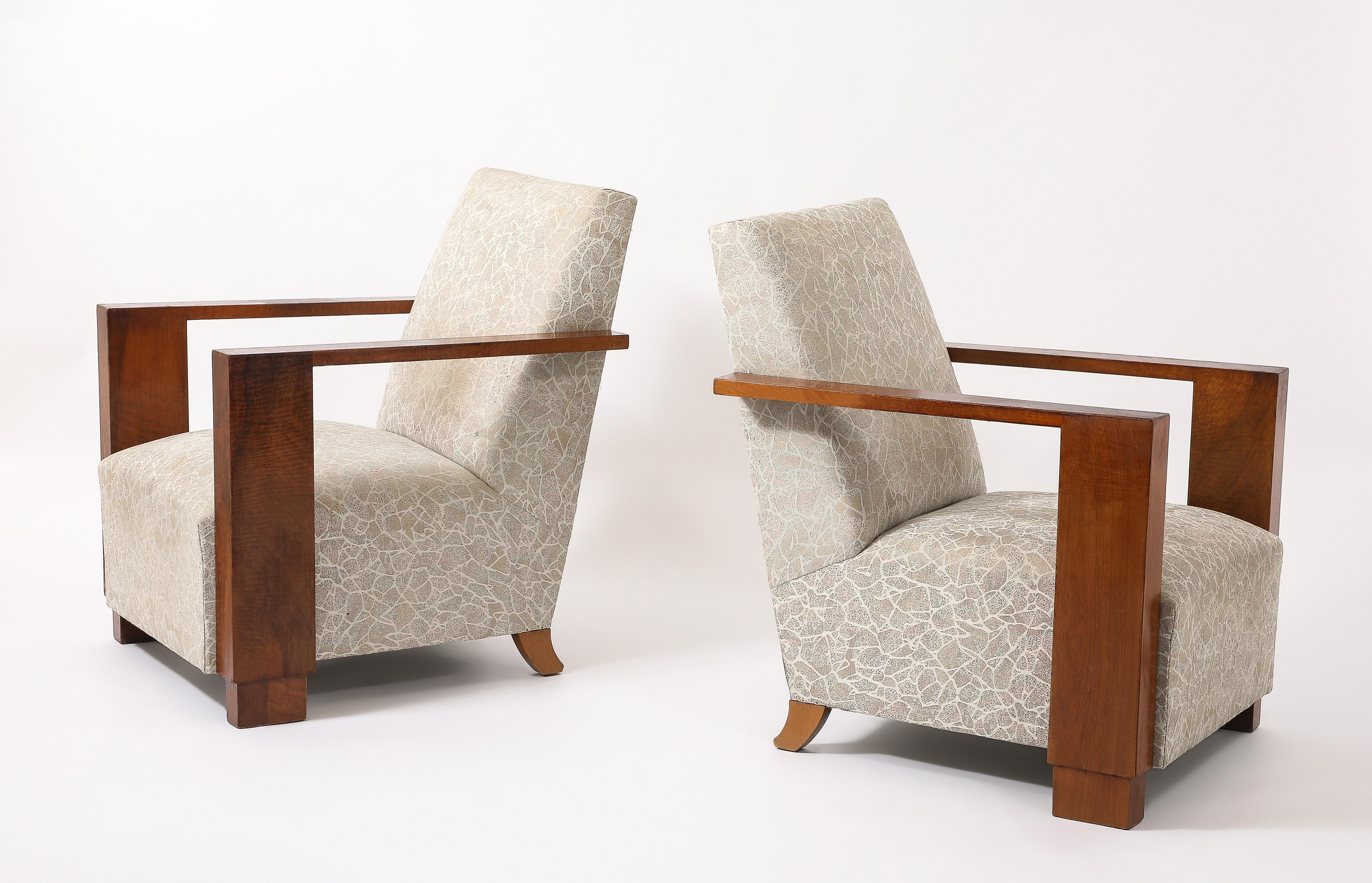 Poltrone cubiste Art Déco, Francia, anni '40 in vendita 5