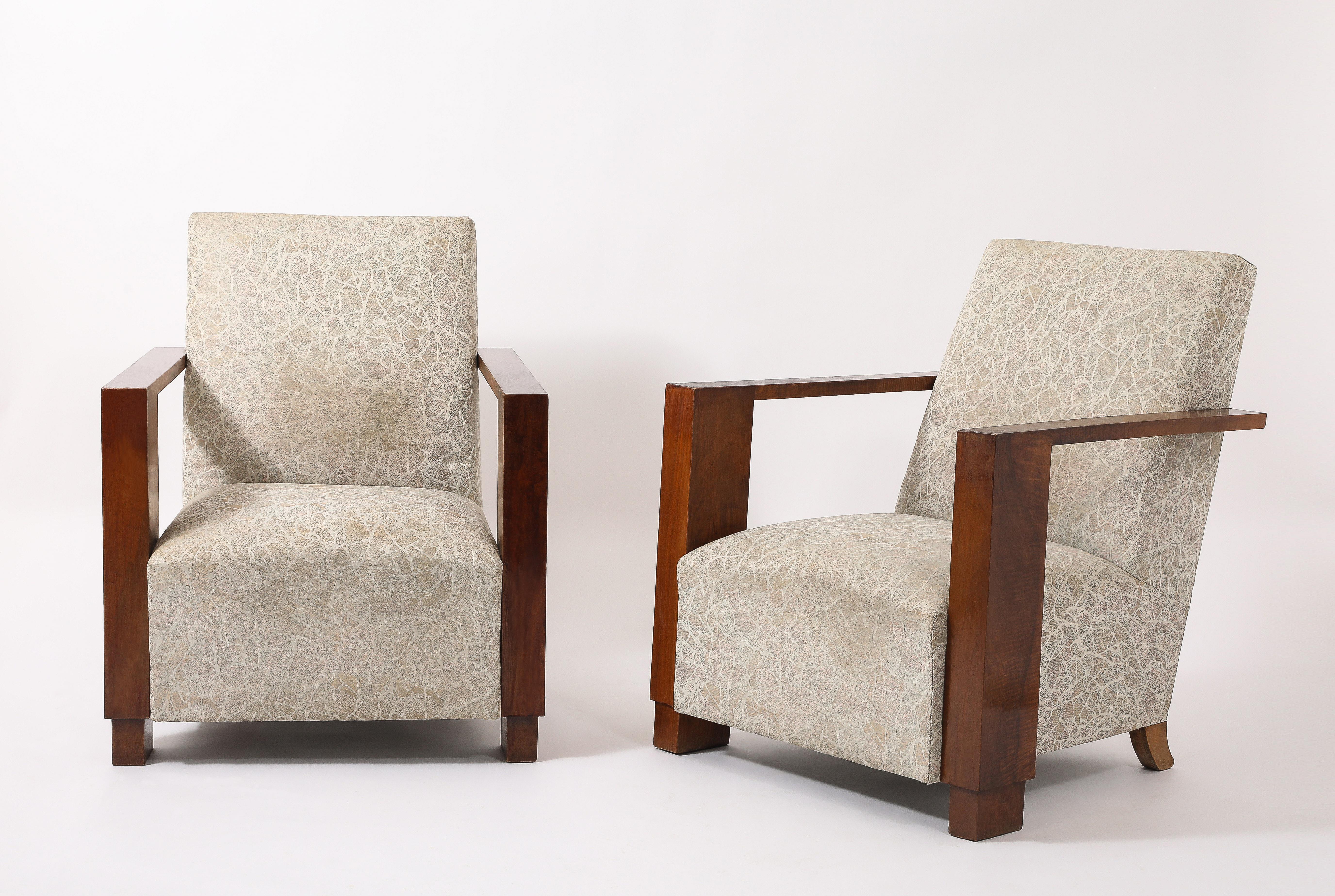 Mid-Century moderno Poltrone cubiste Art Déco, Francia, anni '40 in vendita