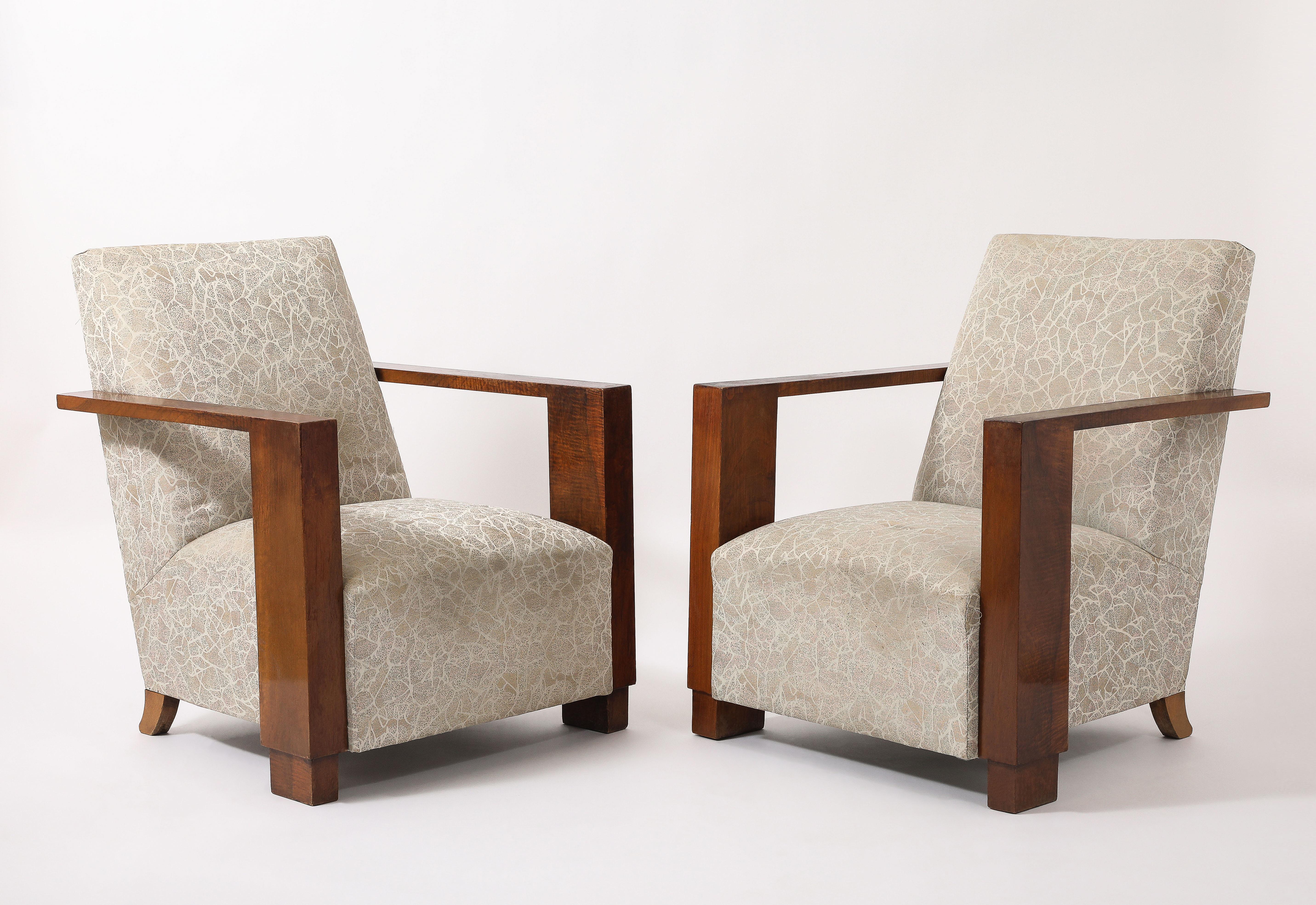 Francese Poltrone cubiste Art Déco, Francia, anni '40 in vendita