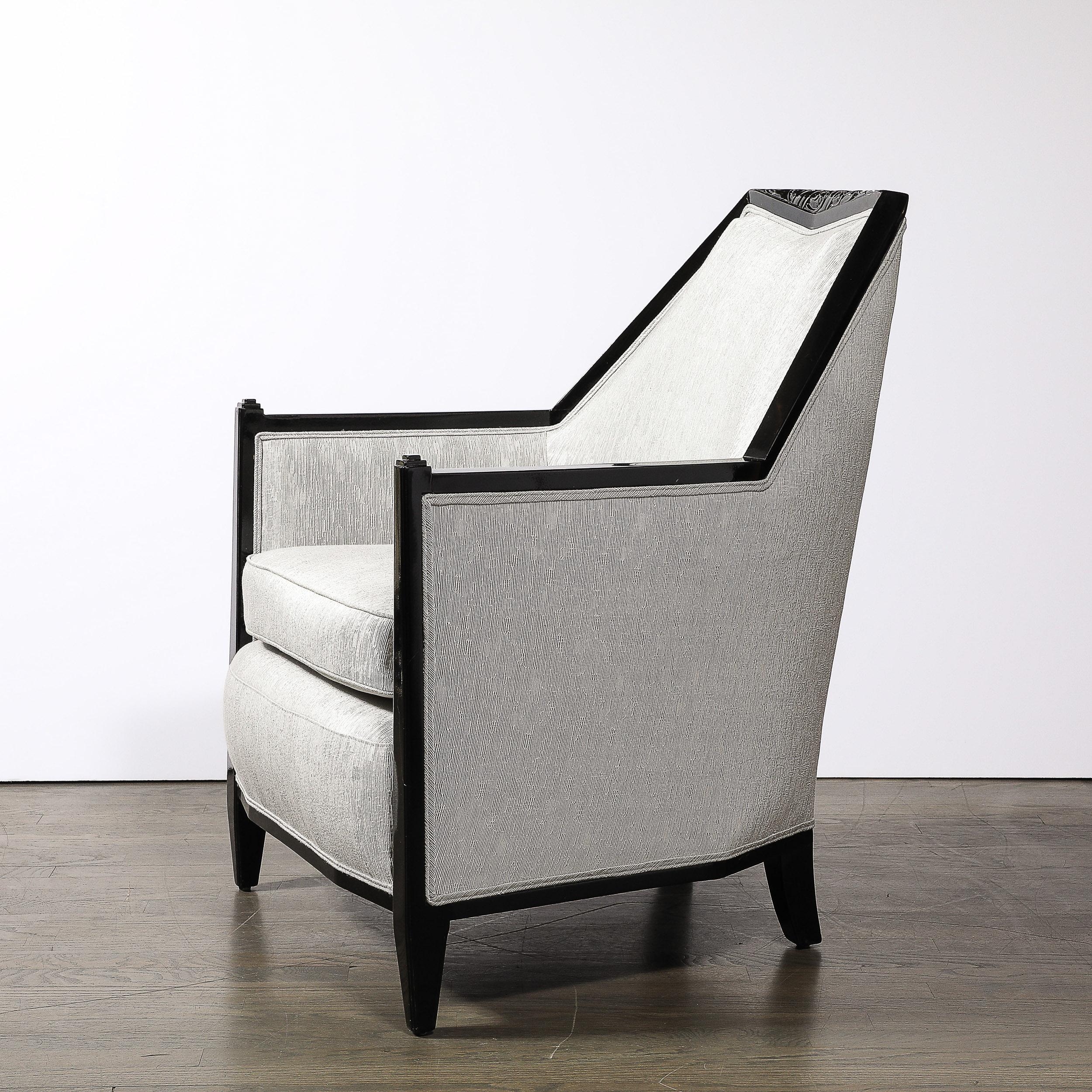 Sedie da salotto a grattacielo in lacca nera Art Deco Cubo alla maniera di Ruhlmann in vendita 3
