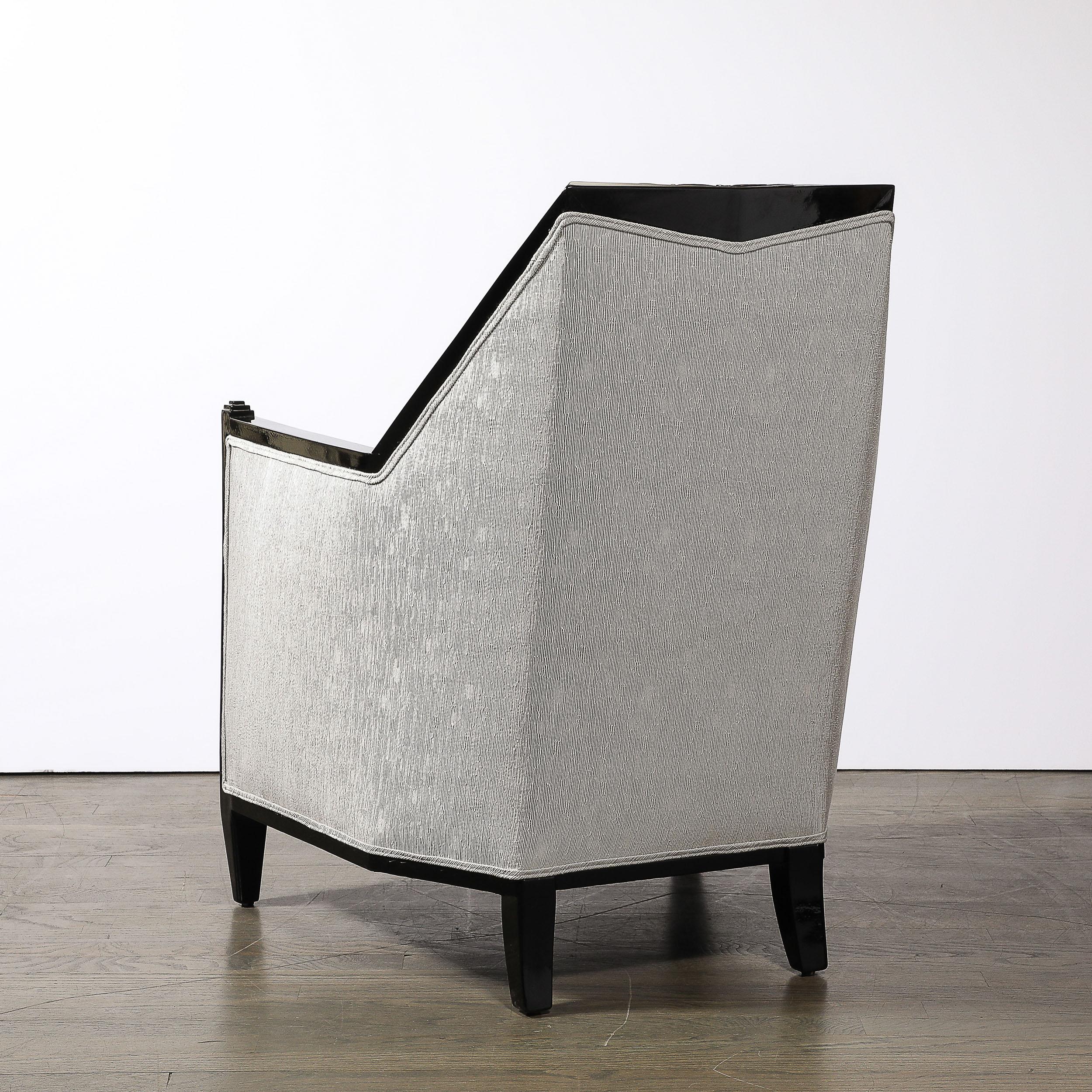 Sedie da salotto a grattacielo in lacca nera Art Deco Cubo alla maniera di Ruhlmann in vendita 7