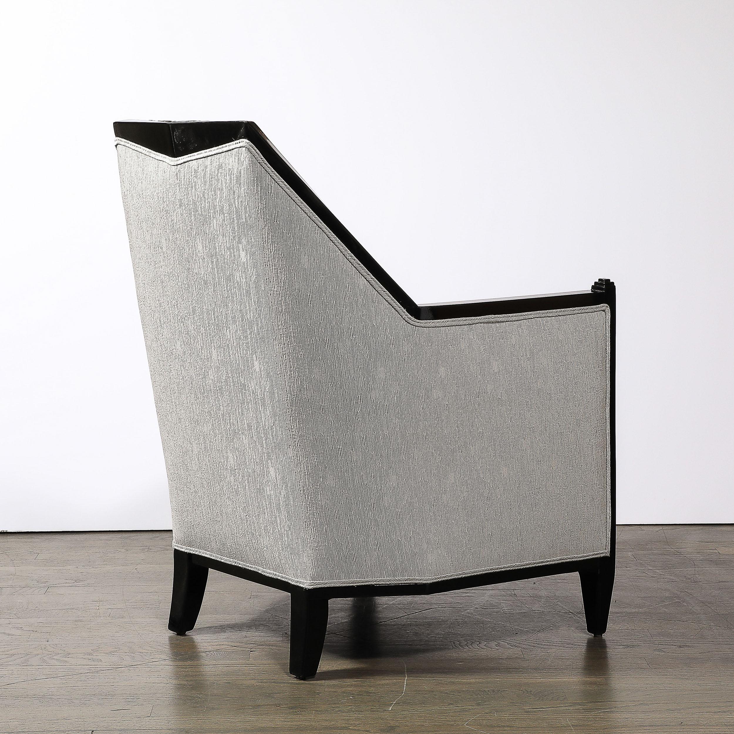  Fauteuils de salon gratte-ciel Art Déco cubistes en laque noire à la manière de Ruhlmann en vente 9