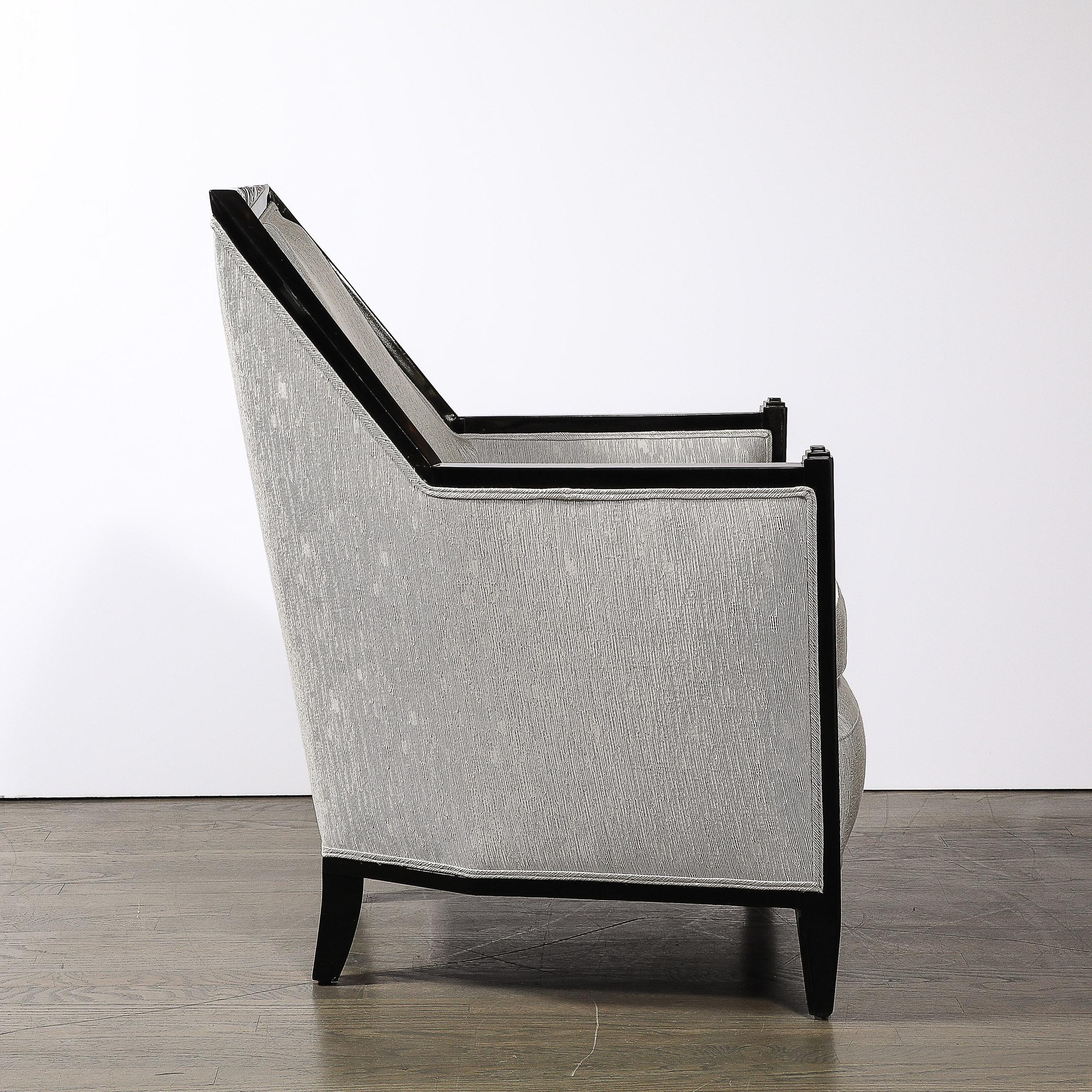  Fauteuils de salon gratte-ciel Art Déco cubistes en laque noire à la manière de Ruhlmann en vente 10