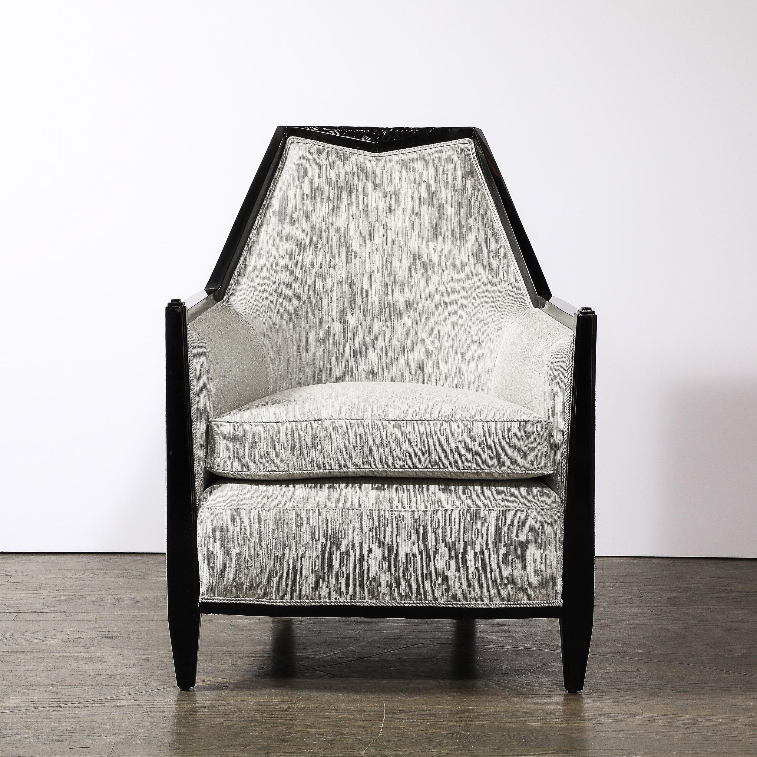 Art Déco Sedie da salotto a grattacielo in lacca nera Art Deco Cubo alla maniera di Ruhlmann in vendita