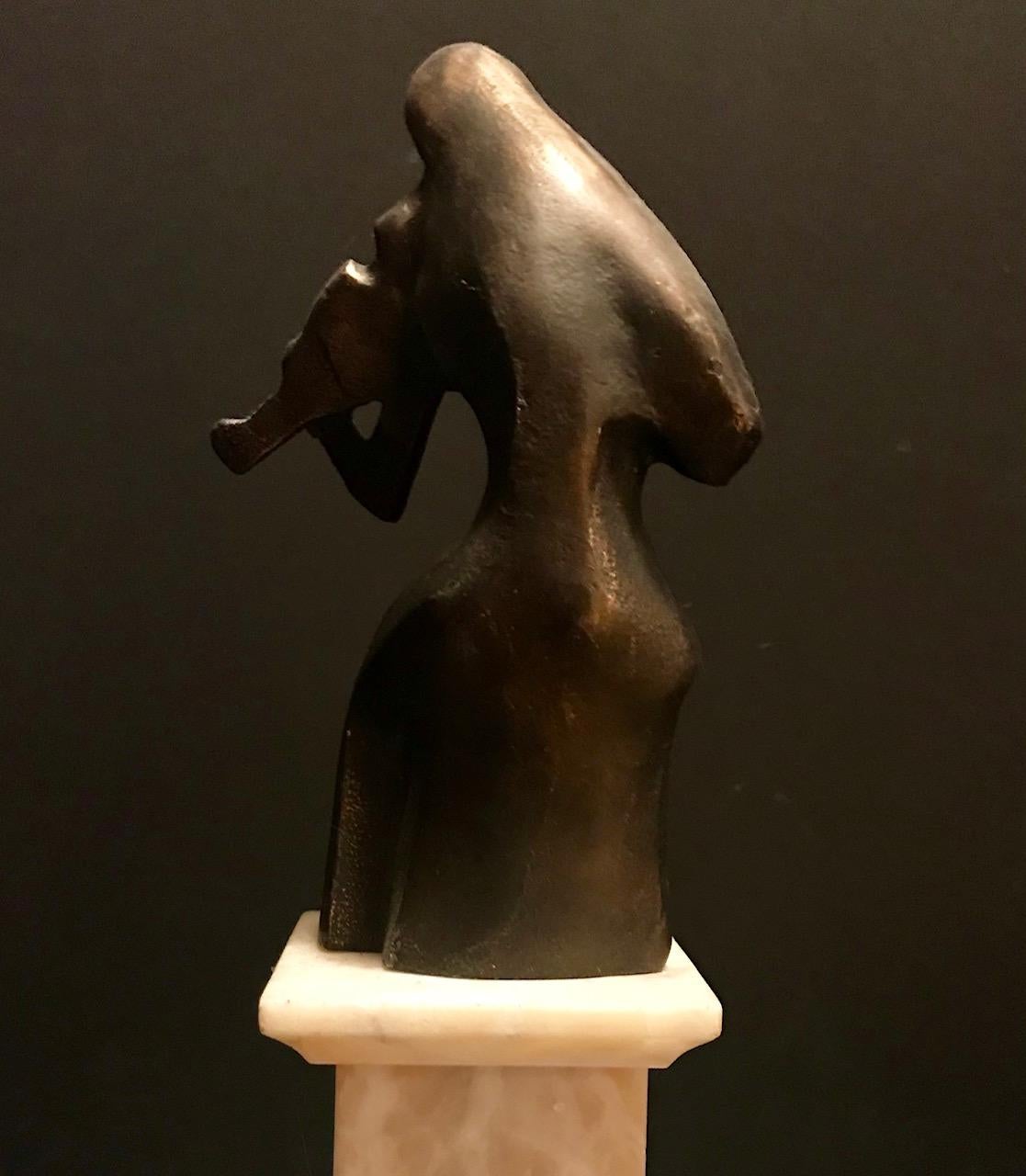 Art Deco Cubist Bronze Figural Sculpture, Le Violoniste, circa 1930 1