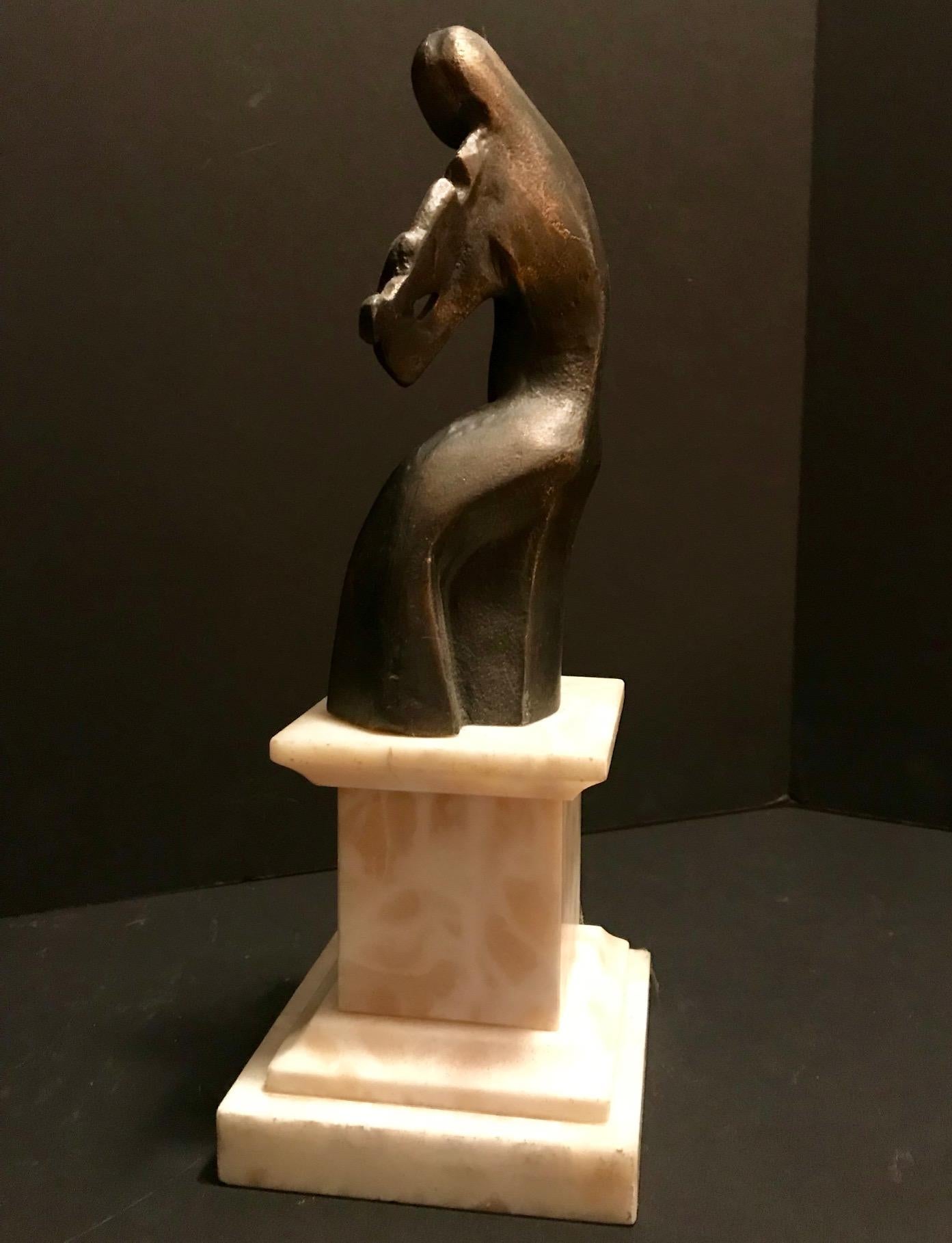 Art Deco Cubist Bronze Figural Sculpture, Le Violoniste, circa 1930 2