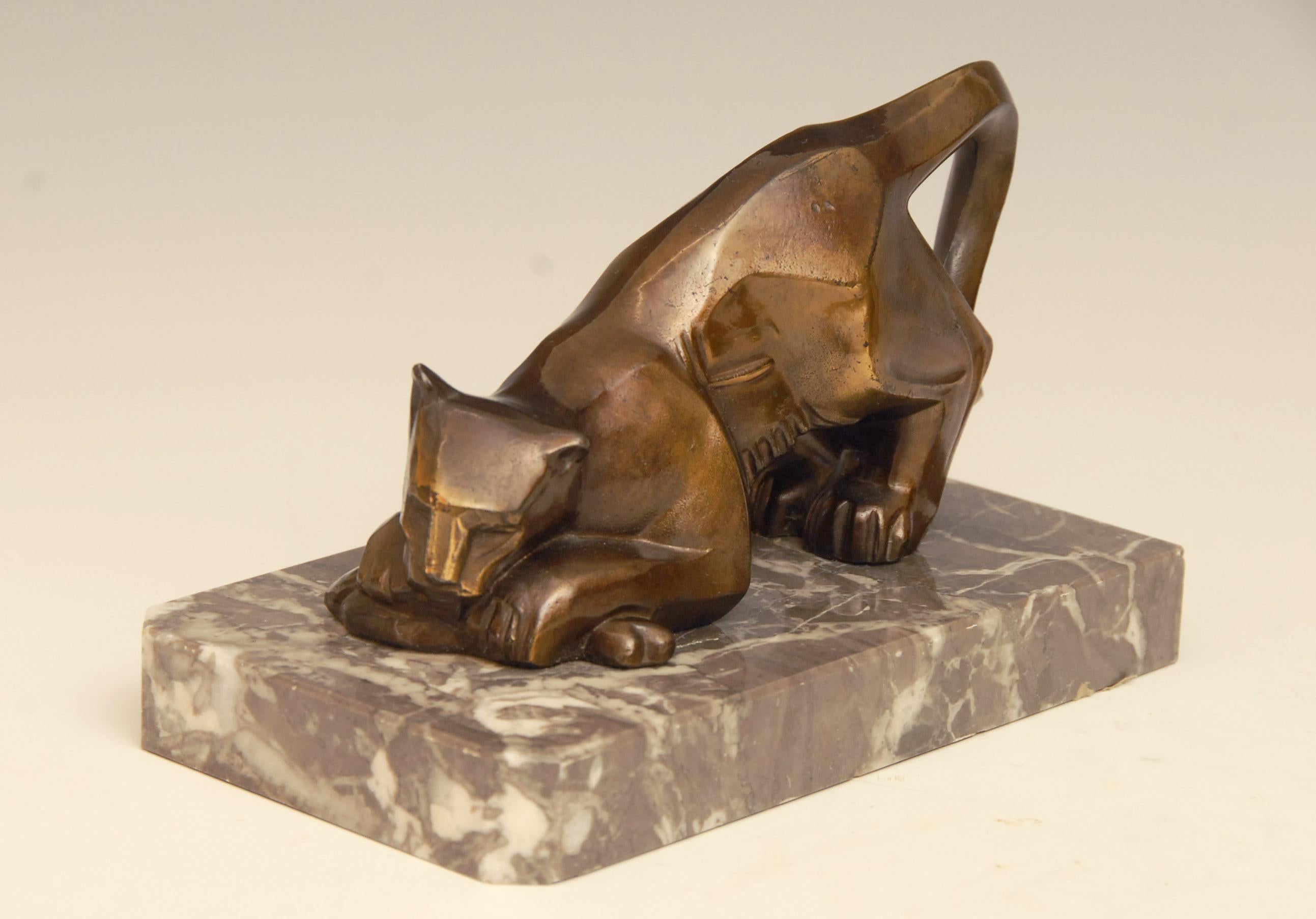 Art Deco Cubist Bronze Panther Bookends In Good Condition For Sale In Brighton, GB