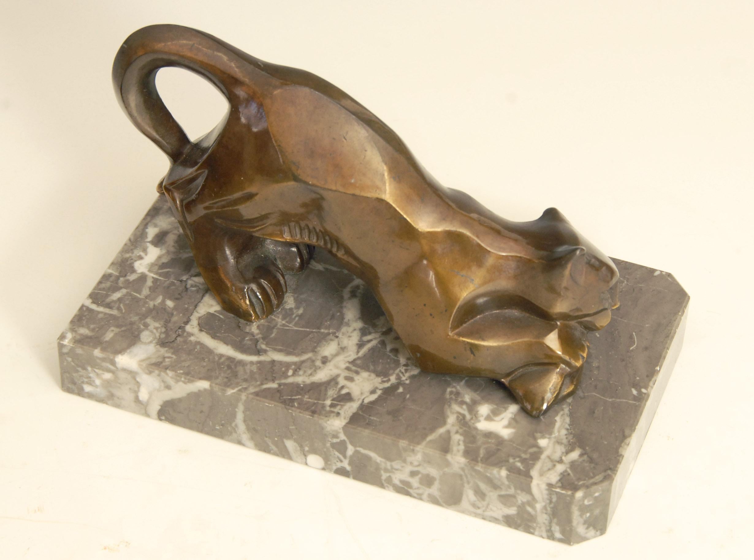 Art Deco Cubist Bronze Panther Bookends For Sale 2
