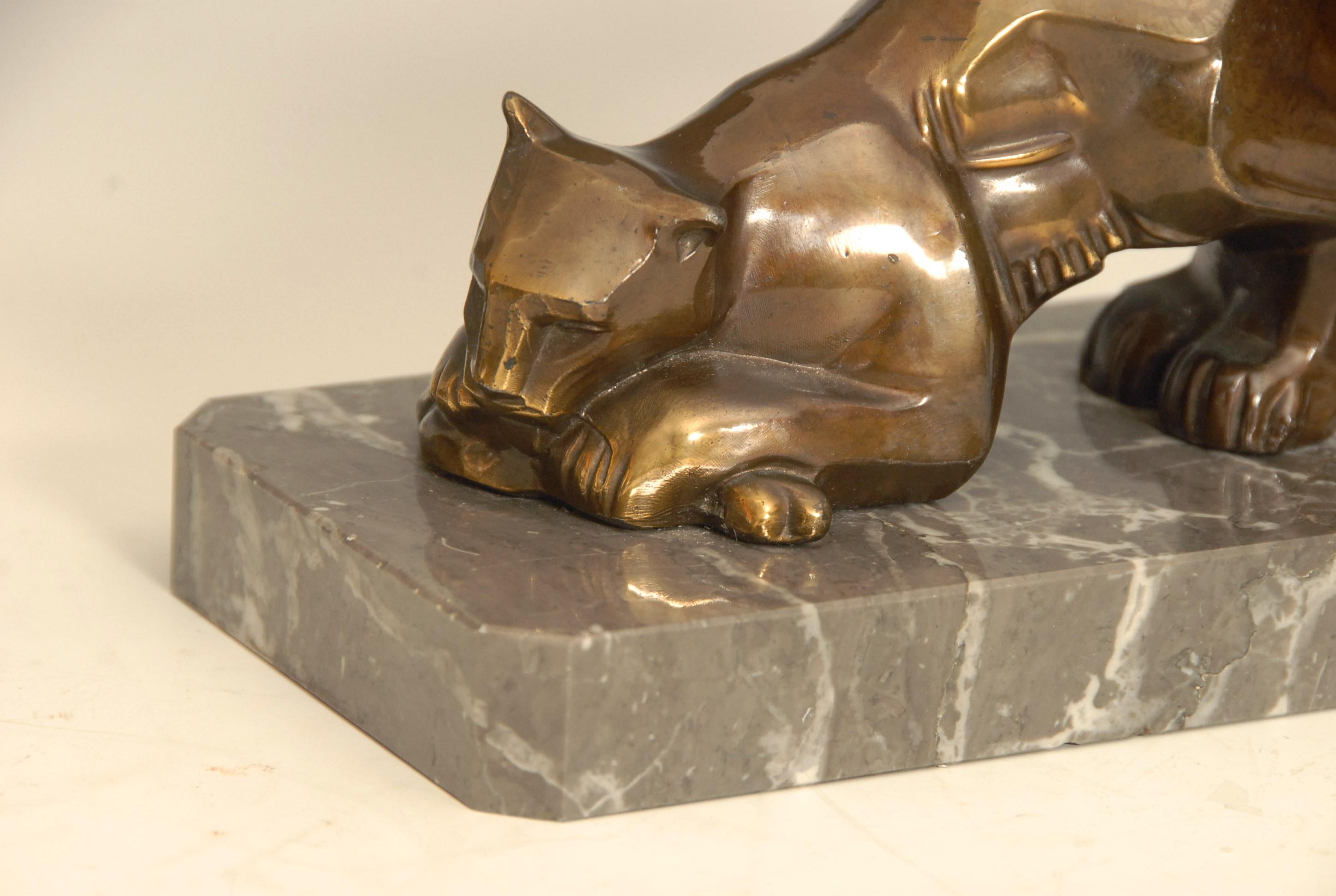 Art Deco Cubist Bronze Panther Bookends For Sale 3