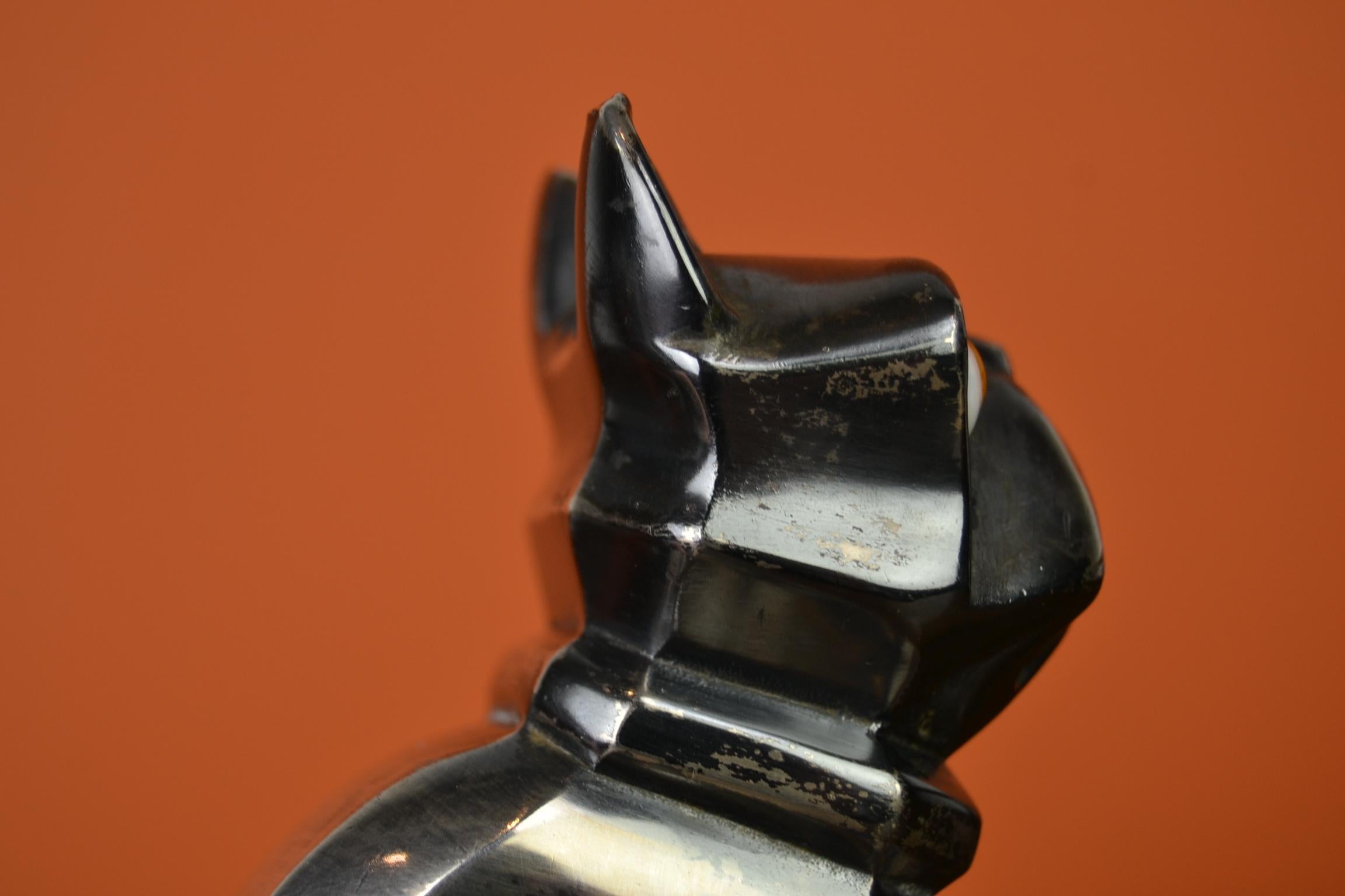 Art Deco Cubist Bulldog Bookends by H.Moreau, Chromed Metal, Marble, France 10