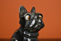 Art Deco Cubist Bulldog Bookends by H.Moreau, Chromed Metal, Marble, France