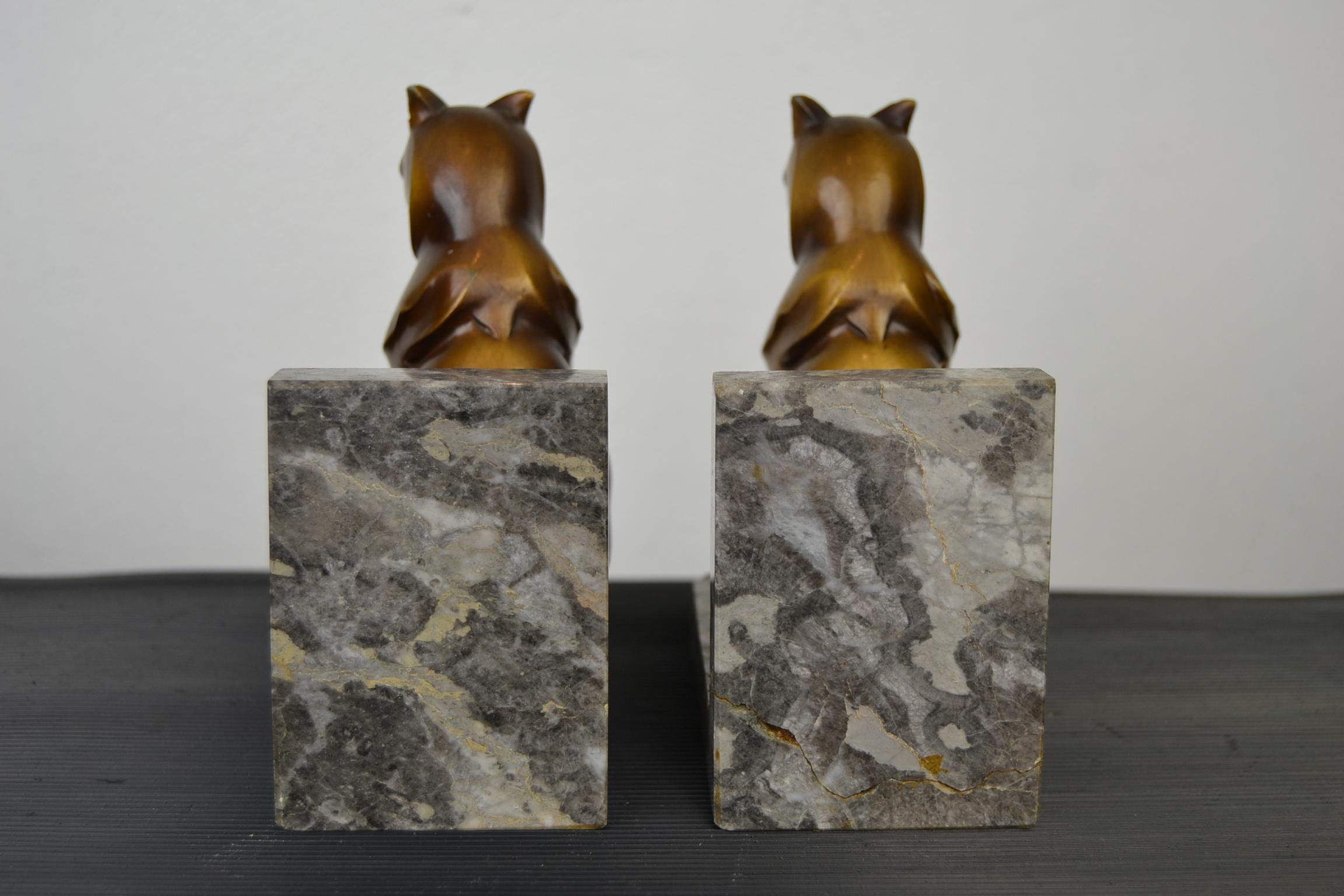 Art Deco Cubist Cat Bookends by Franjou, France, 1930s 5