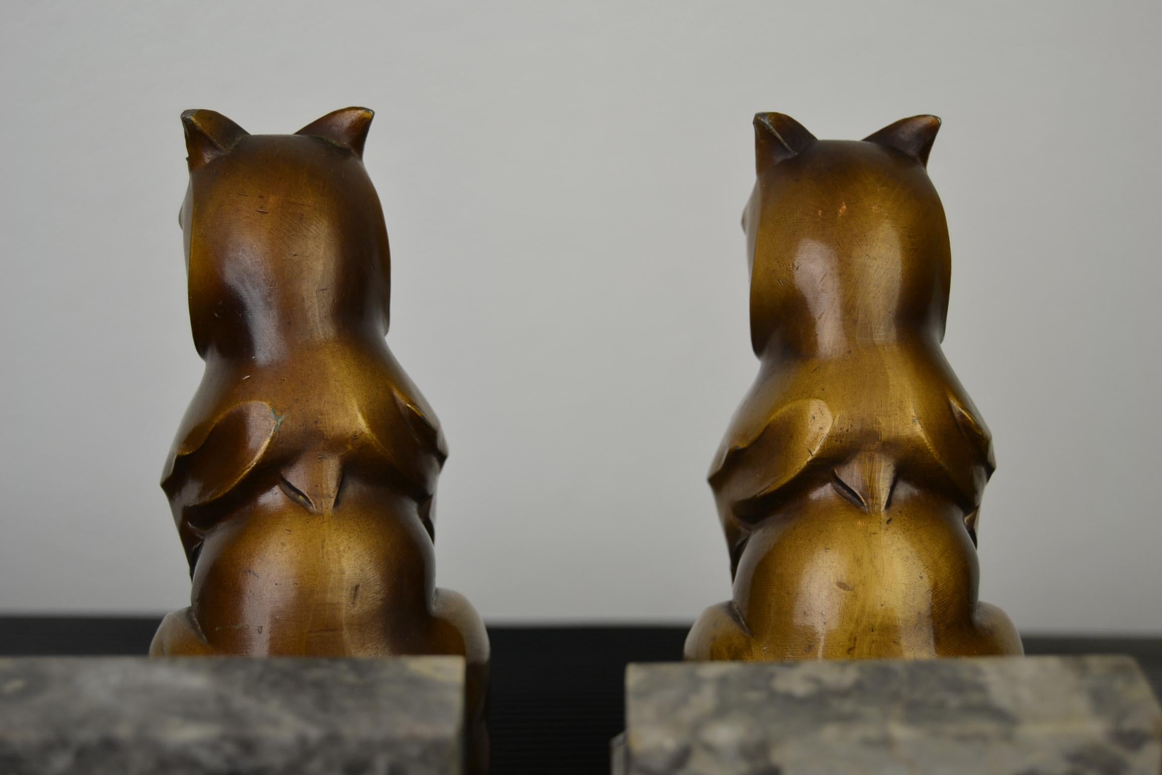 Art Deco Cubist Cat Bookends by Franjou, France, 1930s 6