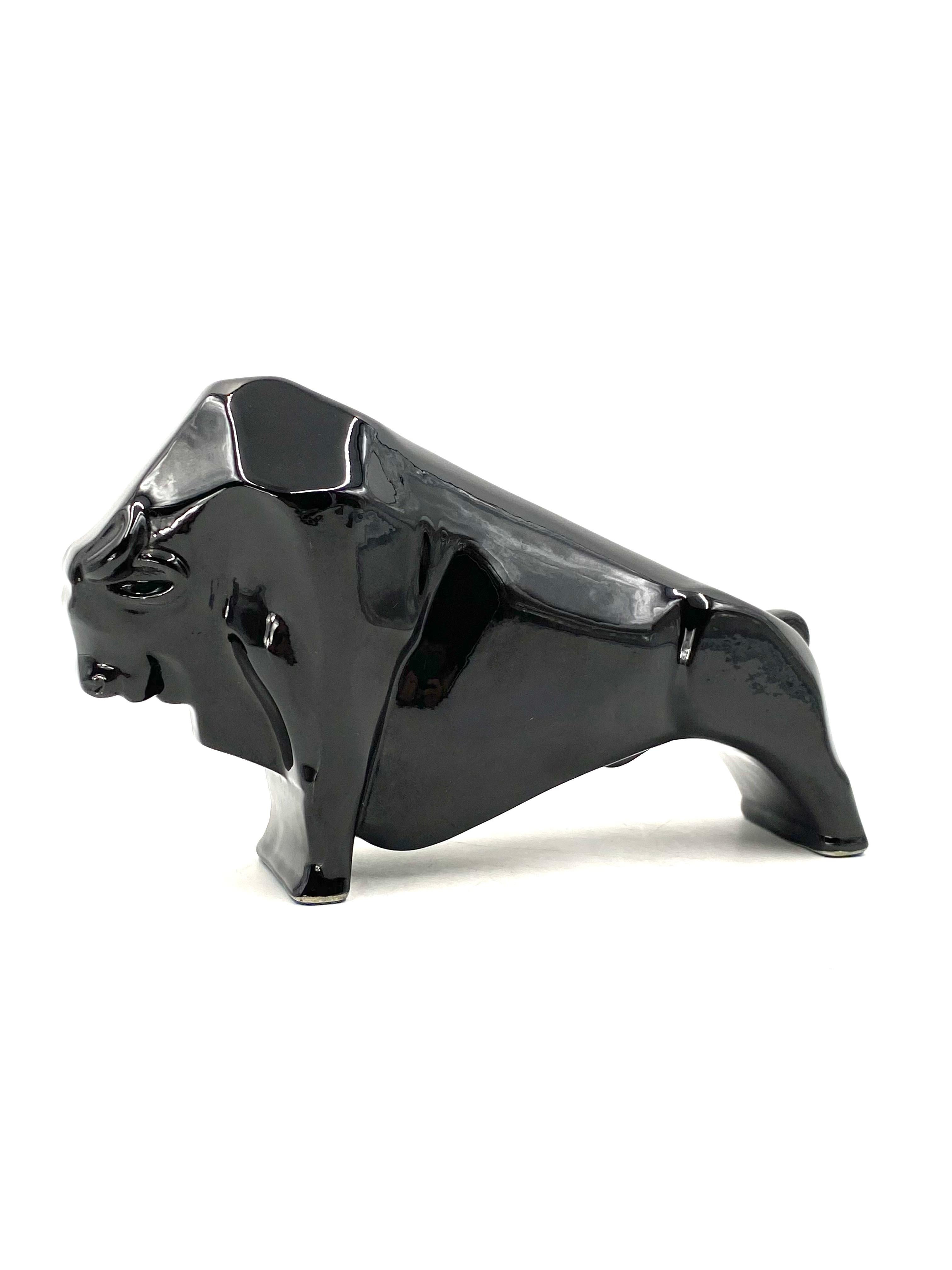 Art Deco Art Déco Cubist Ceramic Bull, France, circa 1940 For Sale