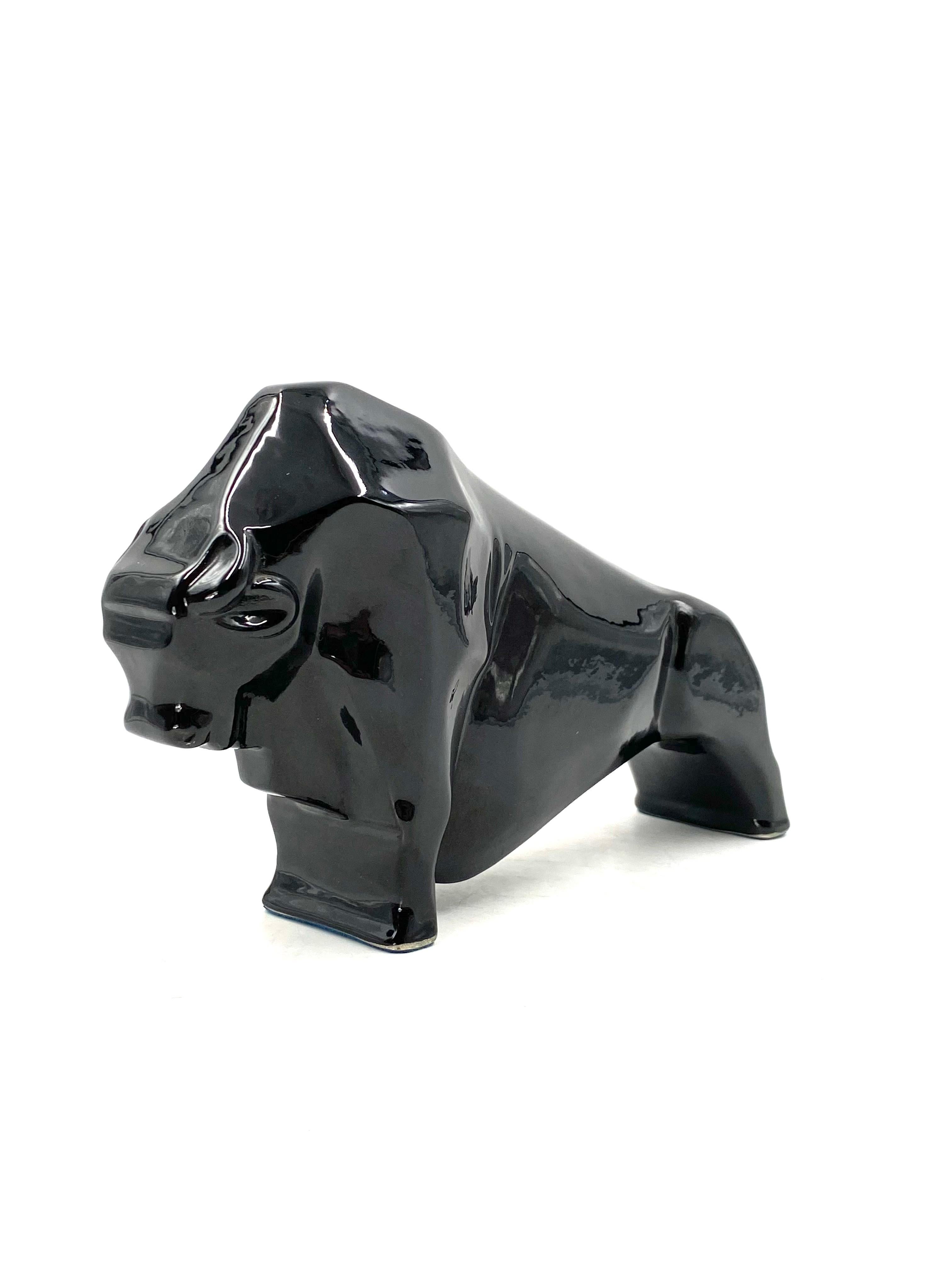 French Art Déco Cubist Ceramic Bull, France, circa 1940 For Sale