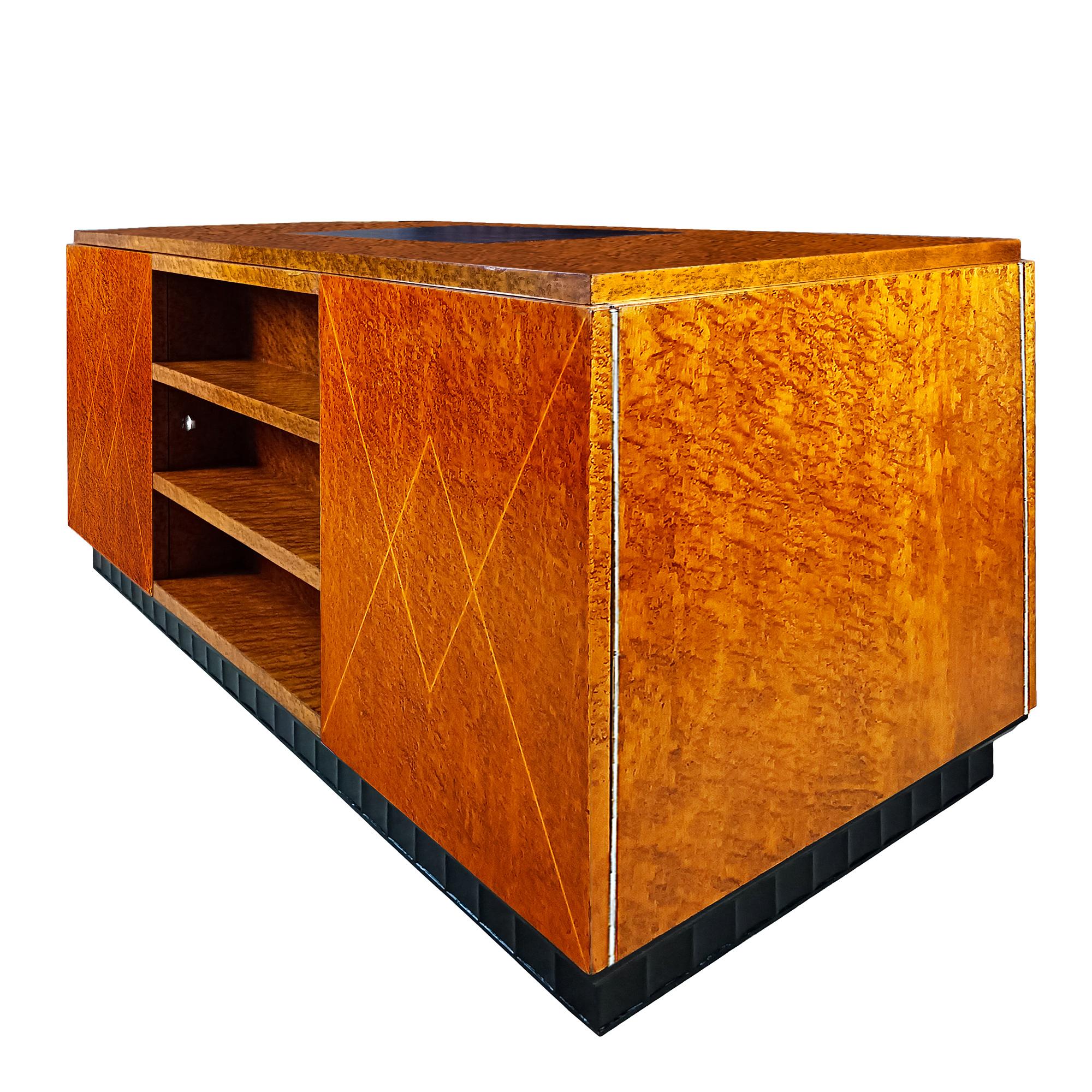 Pelle Scrivania e poltrona cubista Art Déco - Francia 1930 in vendita
