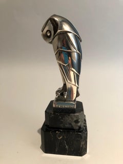 Art Deco Cubist Edouard-Marcel Sandoz Owl Hibou Bronze Car Mascot, Paperweight