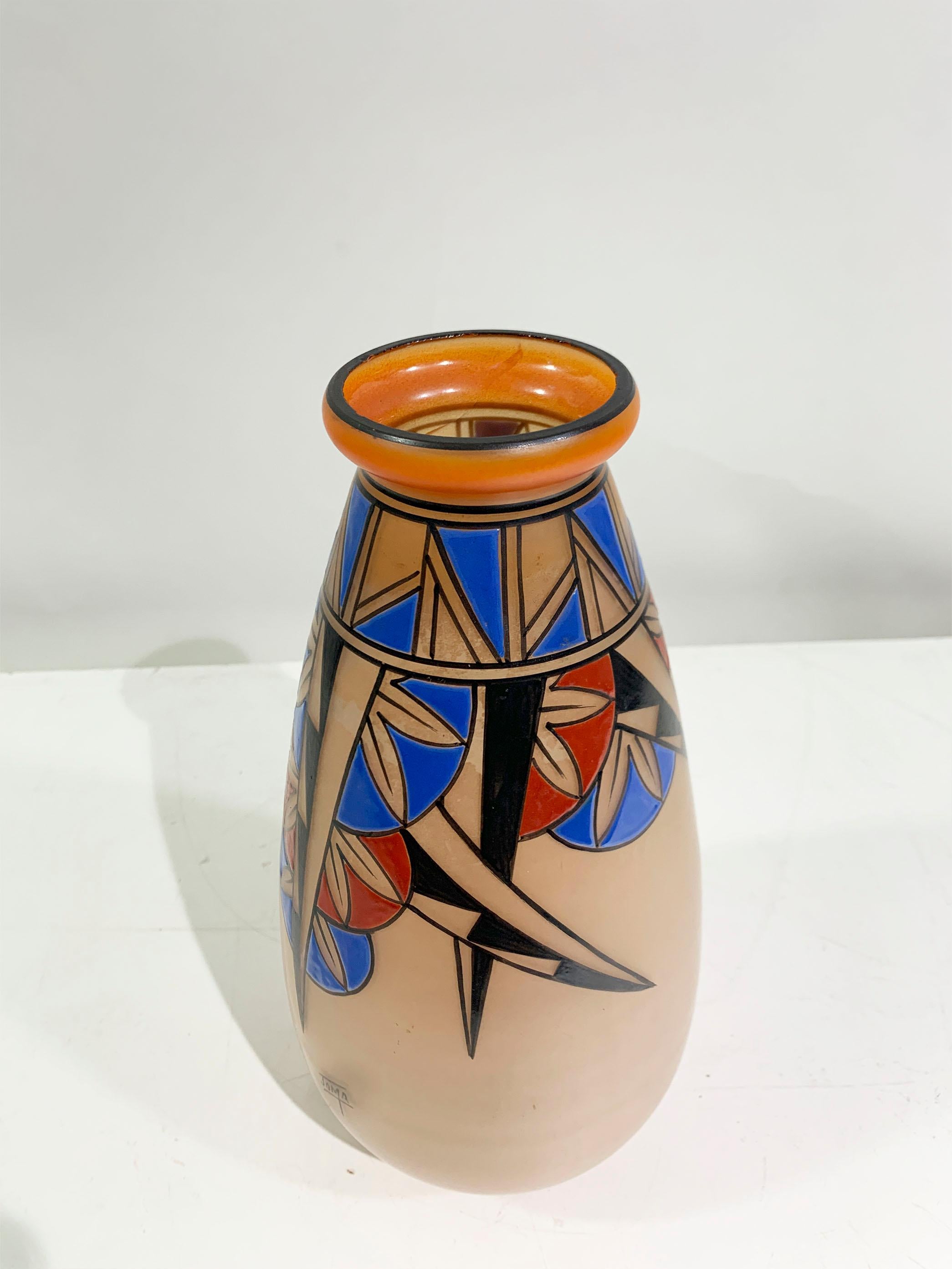 Art Deco Cubist Geometrical Vase Signed  