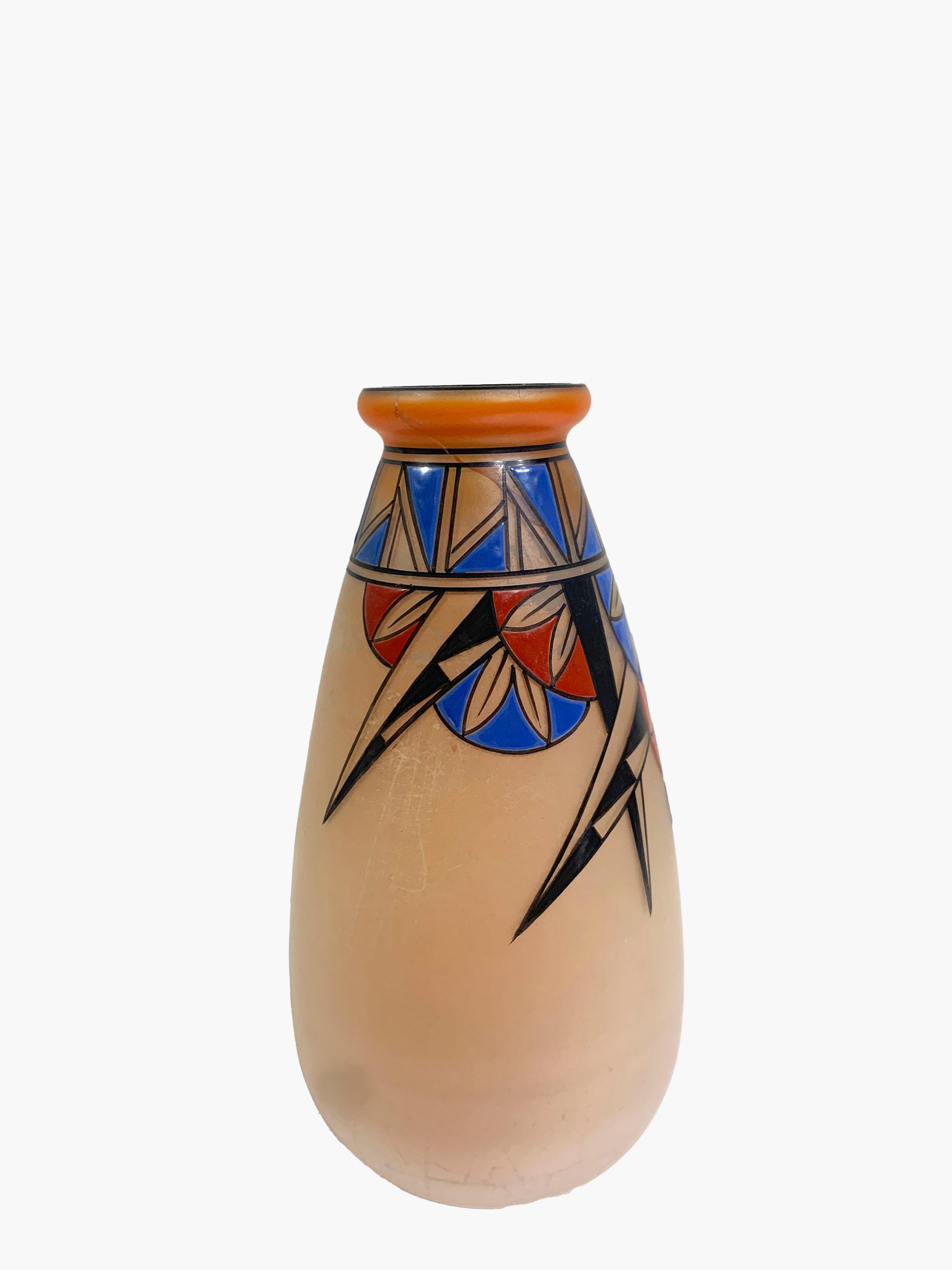 20th Century Art Deco Cubist Geometrical Vase Signed  