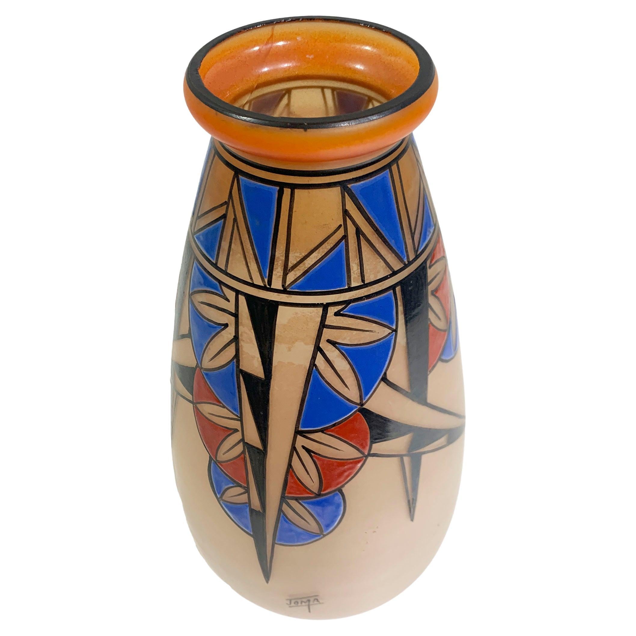 Vaso geometrico cubista Art Deco firmato  "Joma"