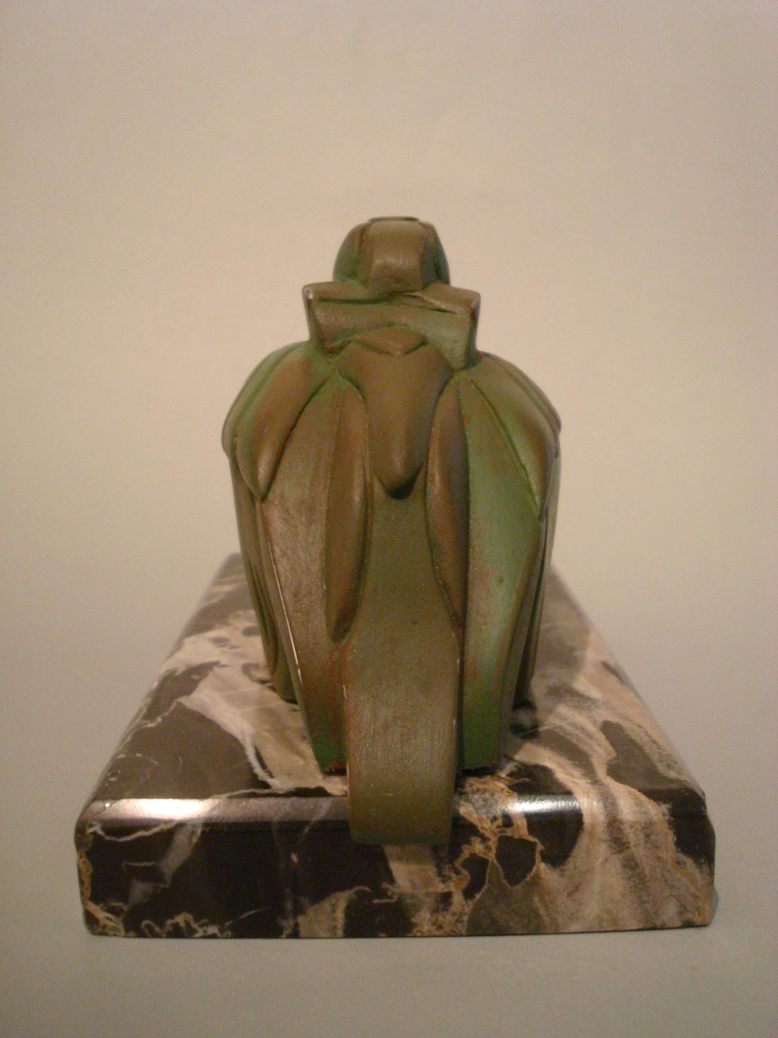 French Art Deco Cubist Pelican Paperweight Desk Sculpture by G.H. Laurent, France, 1925 For Sale