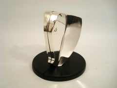 Art Deco / Cubist Pierre Cardin Bookends Silver Elephants Black Base, 1980