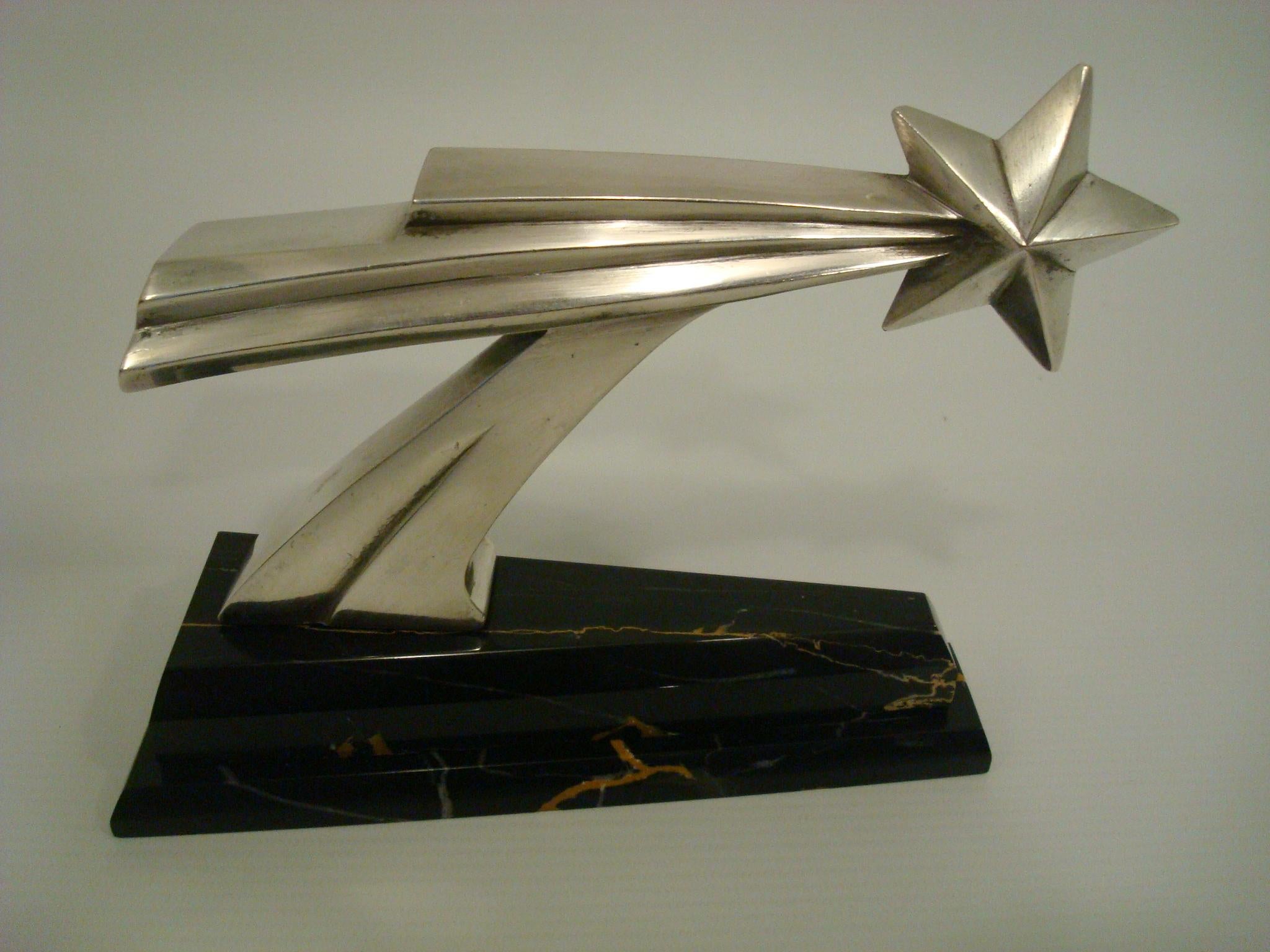 Bronze Art Deco Cubist Rare 'Comet' Car Mascot by Becquerel, French, circa 1920-1925