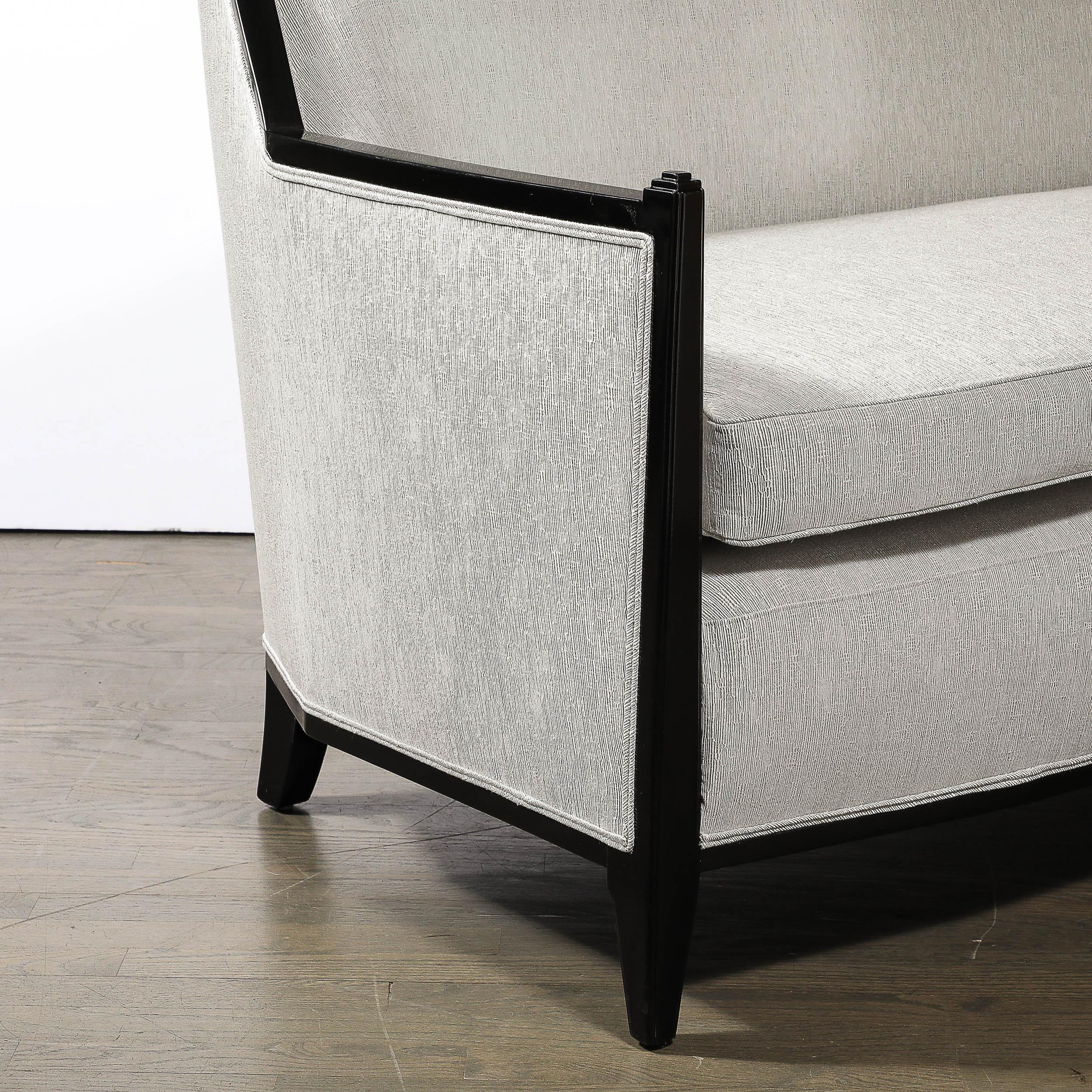 Art Deco Cubist Skyscraper Style Black Lacquer Settee in the Manner of Ruhlmann For Sale 12