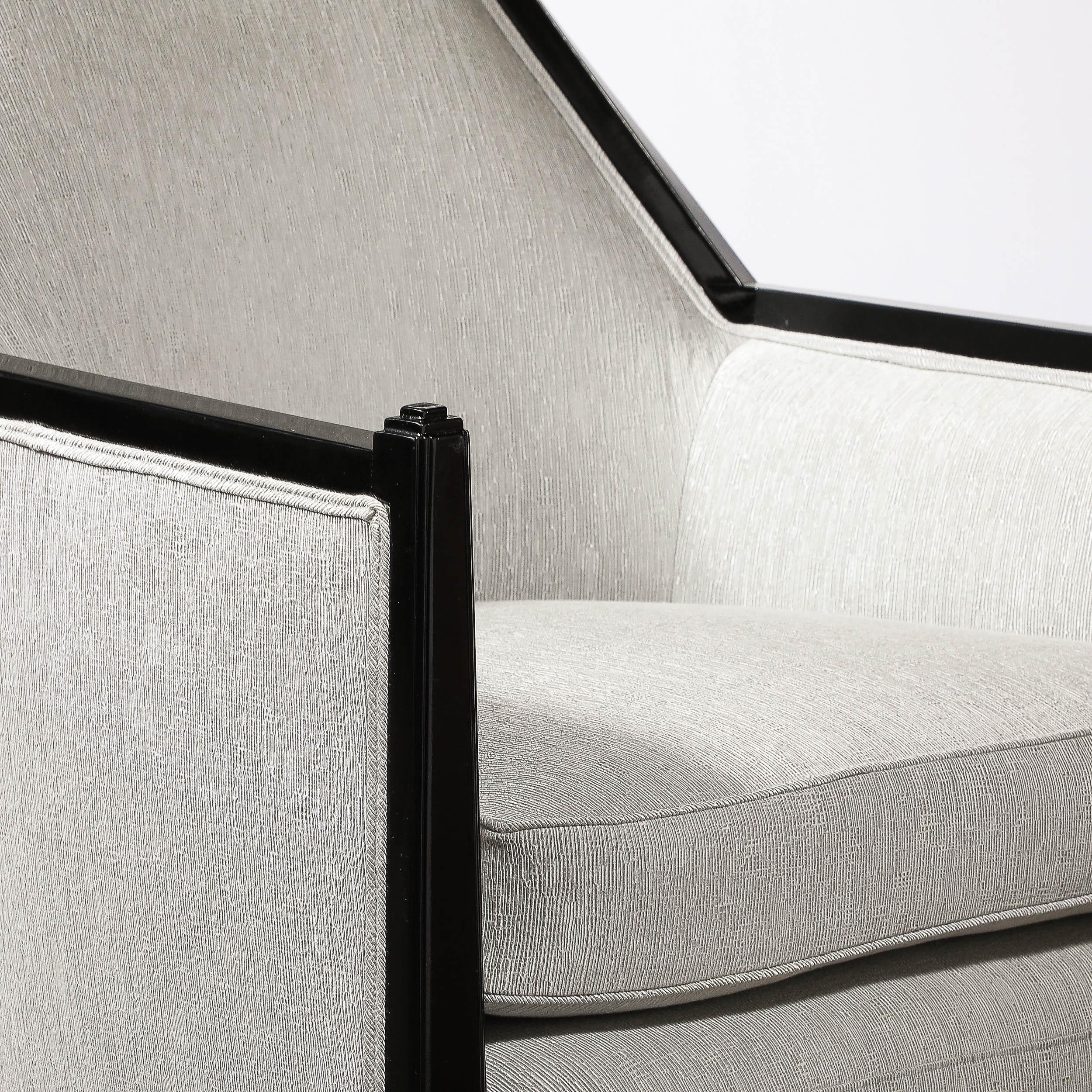Art Deco Cubist Skyscraper Style Settee & Lounge Chair Set in Manner of Ruhlmann en vente 13
