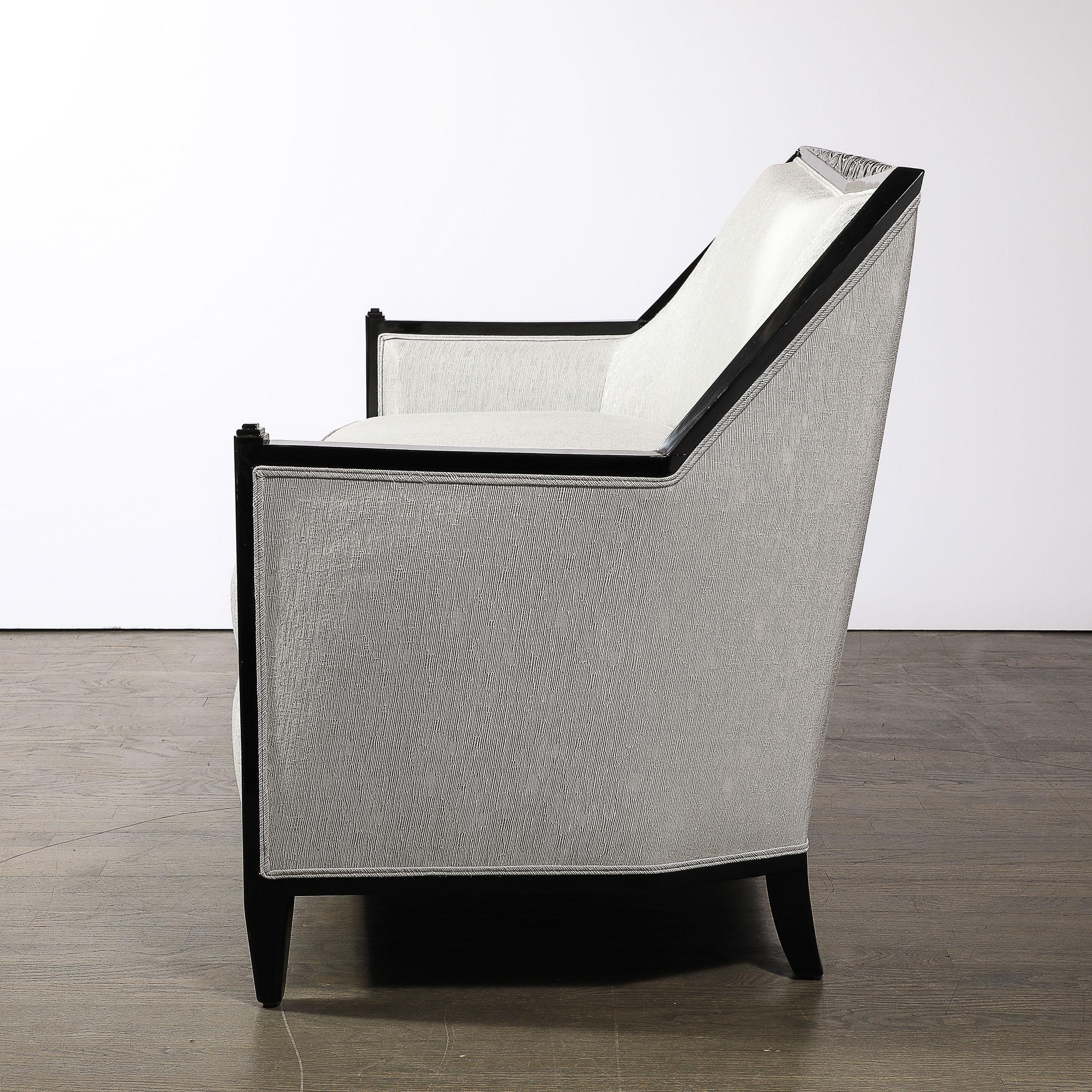 Art Deco Cubist Skyscraper Style Settee & Lounge Chair Set in Manner of Ruhlmann en vente 2