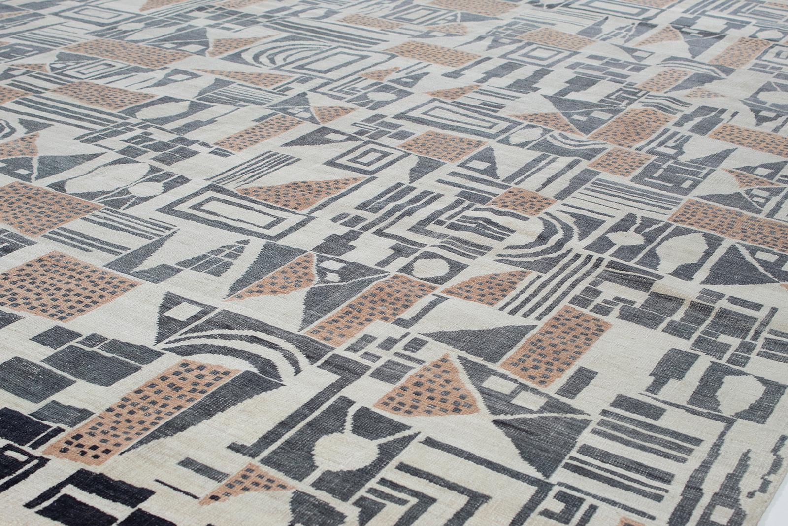 Mid-Century Modern Art Deco Cubist Style Rug  For Sale