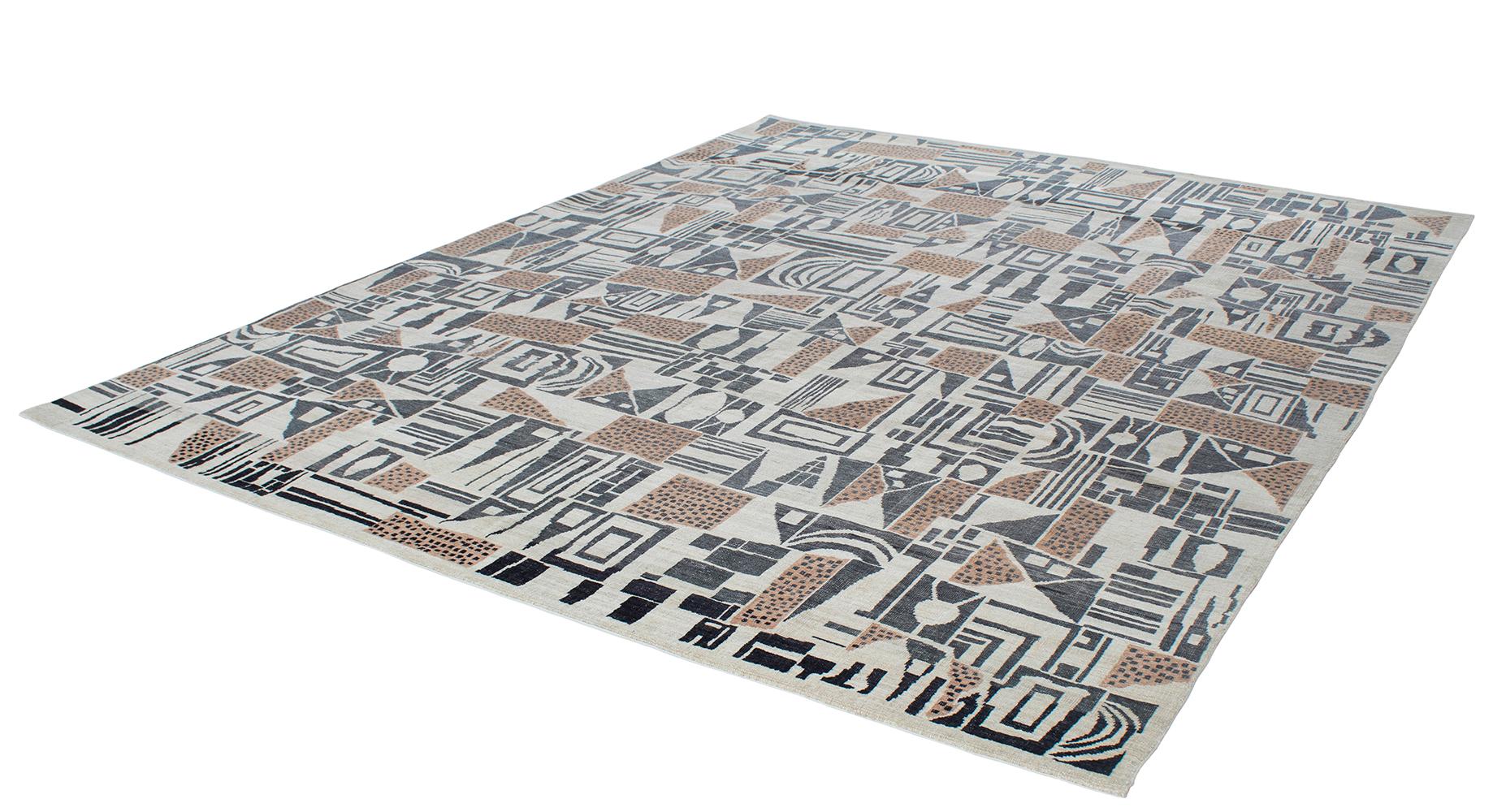 Turkish Art Deco Cubist Style Rug  For Sale