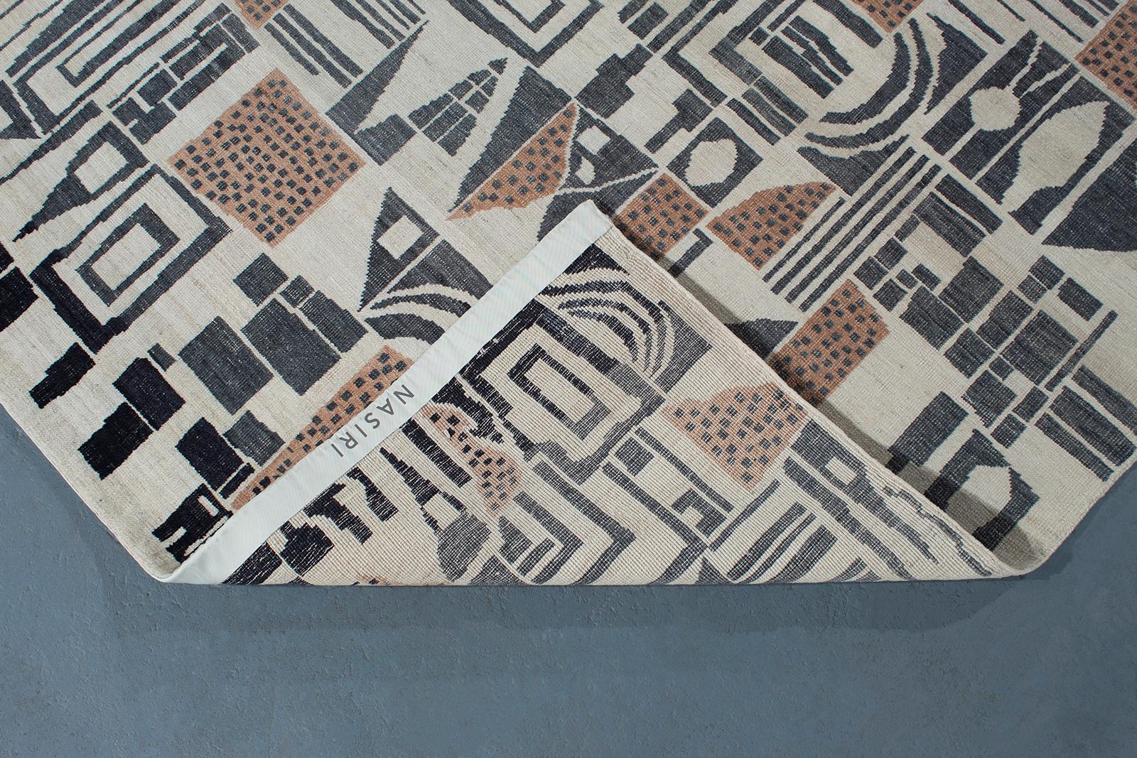 Wool Art Deco Cubist Style Rug  For Sale