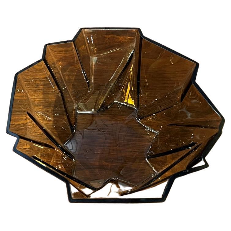 Art Glass Art Deco Cubist Topaz Ruba Rombic Bowl By Phoenix Glass C.1927-1933