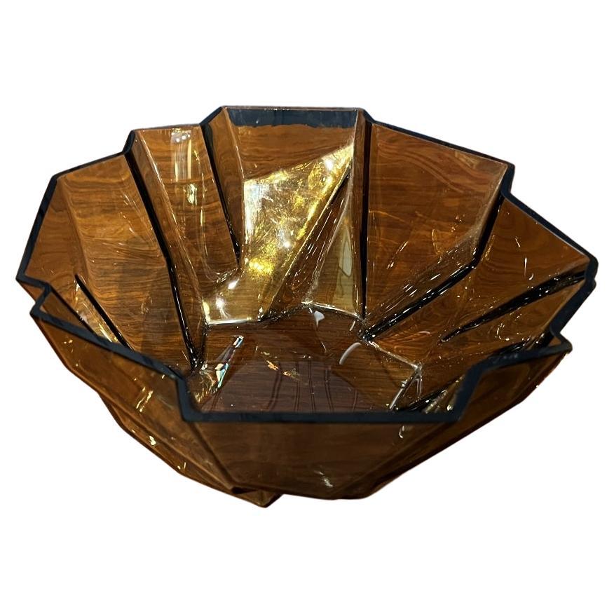 Art Deco Cubist Topaz Ruba Rombic Bowl By Phoenix Glass C.1927-1933