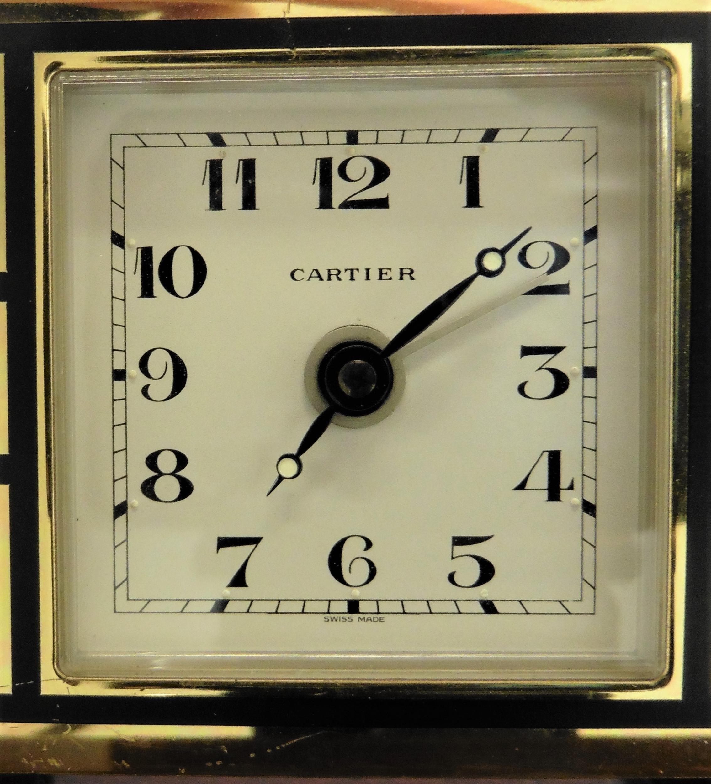Art Deco 'cubist' Travel Clock by Cartier In Good Condition For Sale In Norwich, GB