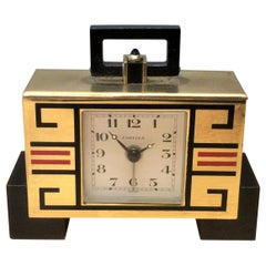 Retro Art Deco 'cubist' Travel Clock by Cartier