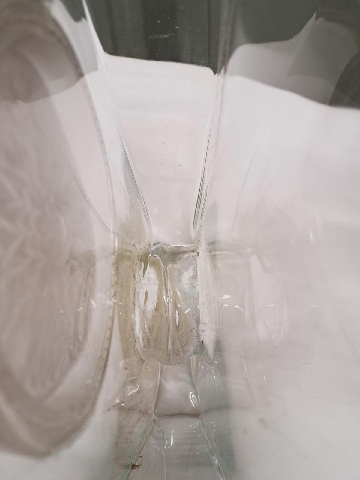 Glass Art Deco Cubist Vase signed Anatole Riecke from La Coupole Paris France For Sale
