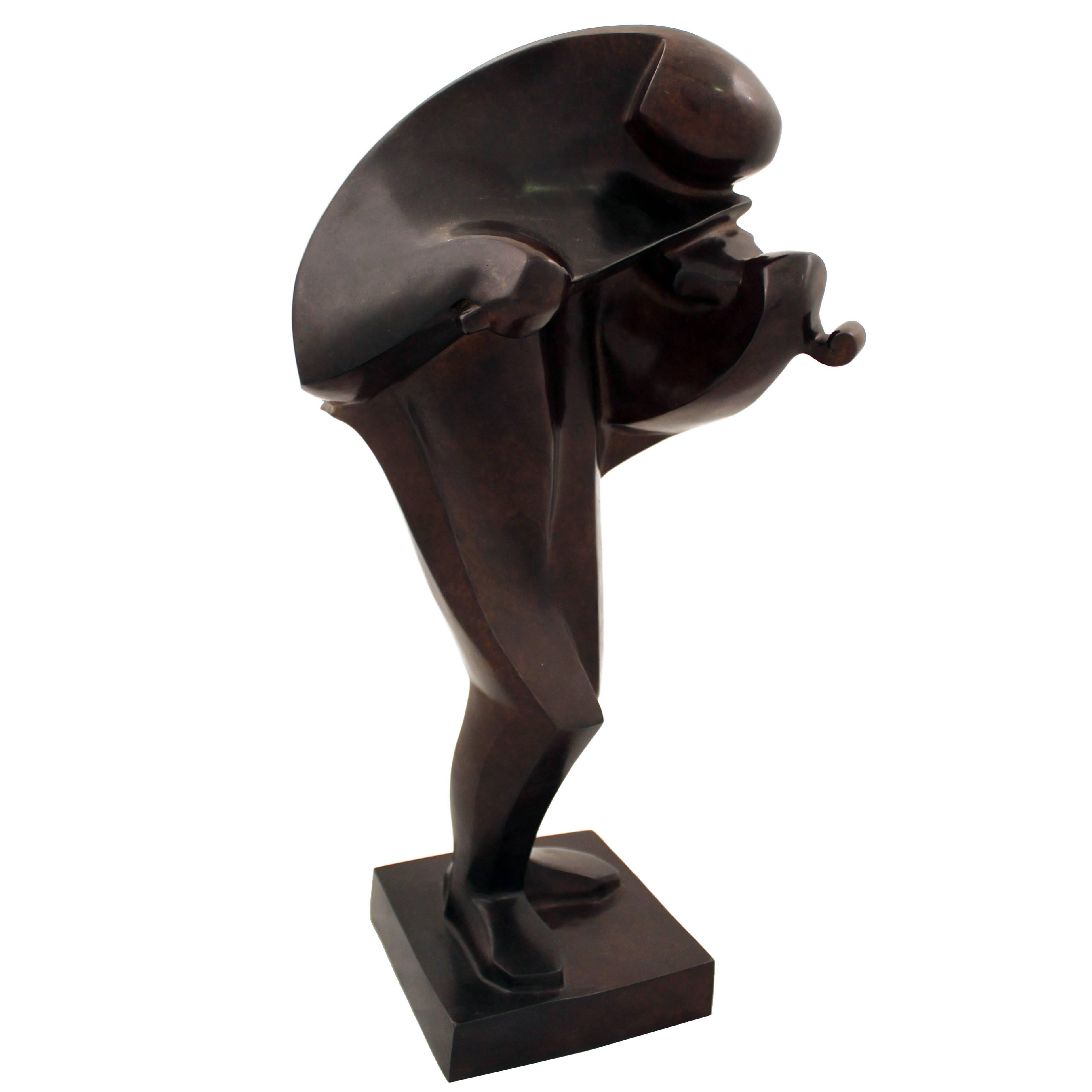 Art Deco Cubist Violinist Sculpture by Ferdinand Parpan For Sale