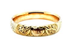 Bracelet Art Déco 14K Or Shell Antique Gravé Original 1930's