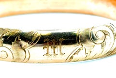 Art Deco Armreif Armband graviert 14K Gold Shell Antik Original 1920er Jahre