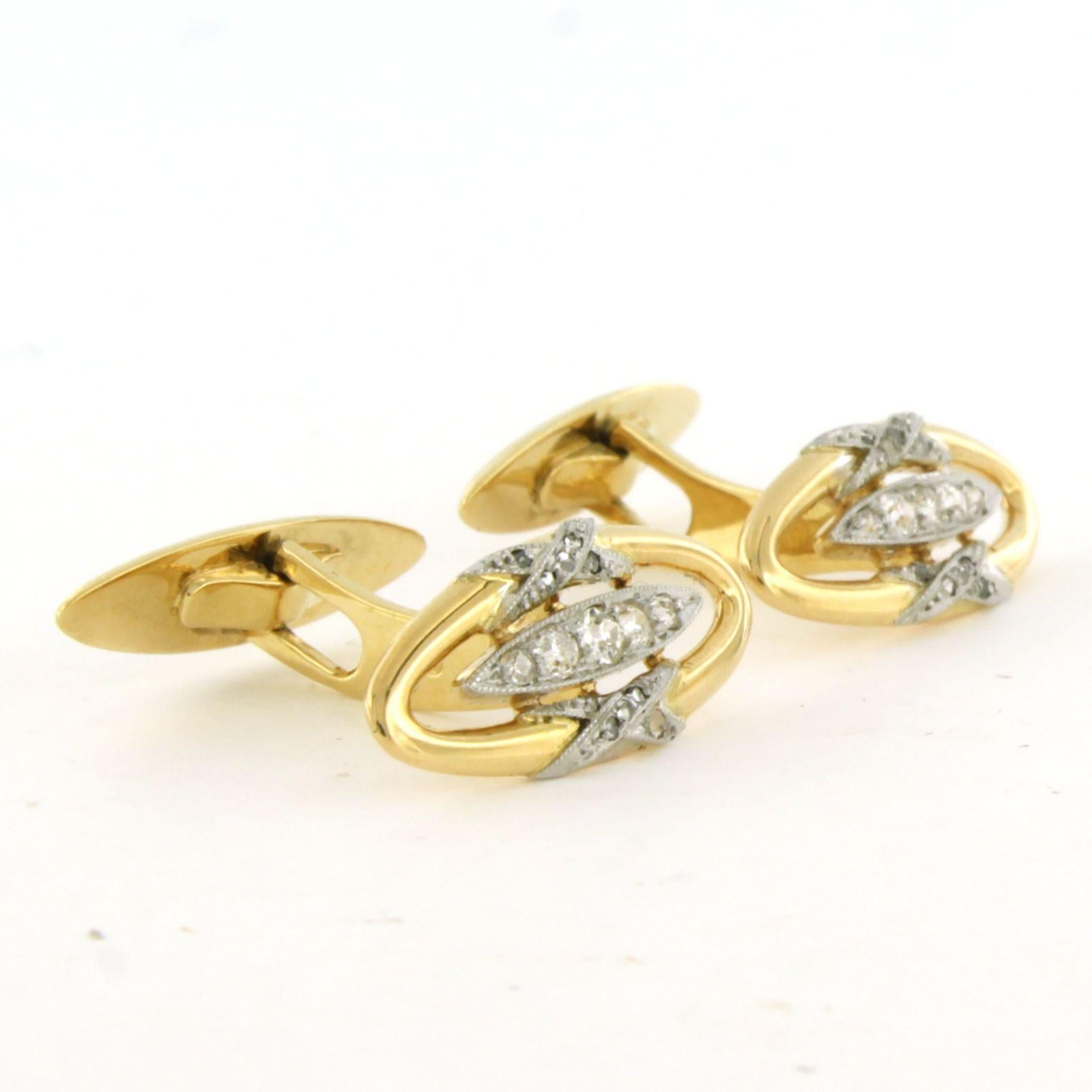 Gemelos ART DECO con diamantes talla mina vieja y rosa de hasta 0,45 ct Oro de 18k Talla antigua en venta