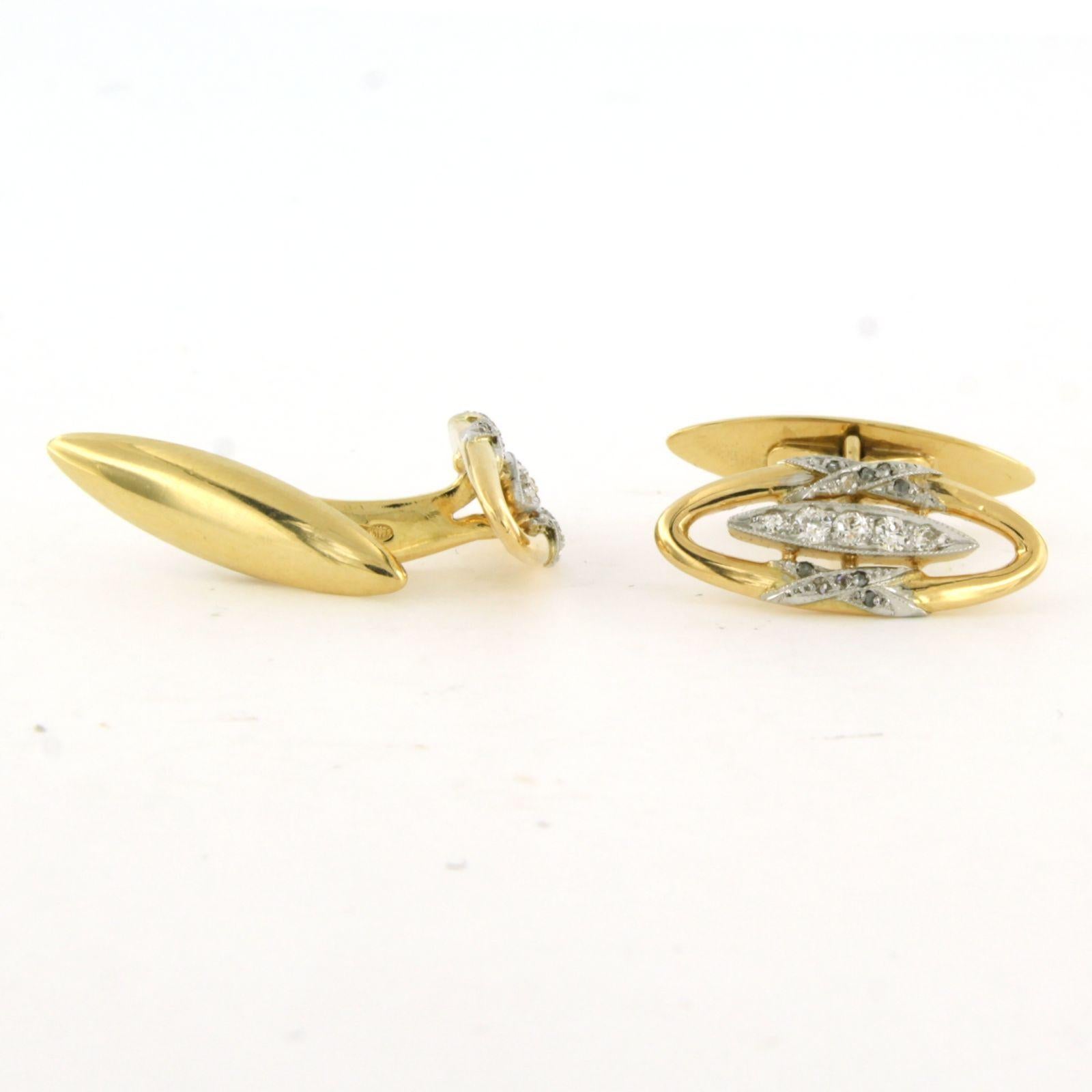 Gemelos ART DECO con diamantes talla mina vieja y rosa de hasta 0,45 ct Oro de 18k en Excelente estado para la venta en The Hague, ZH