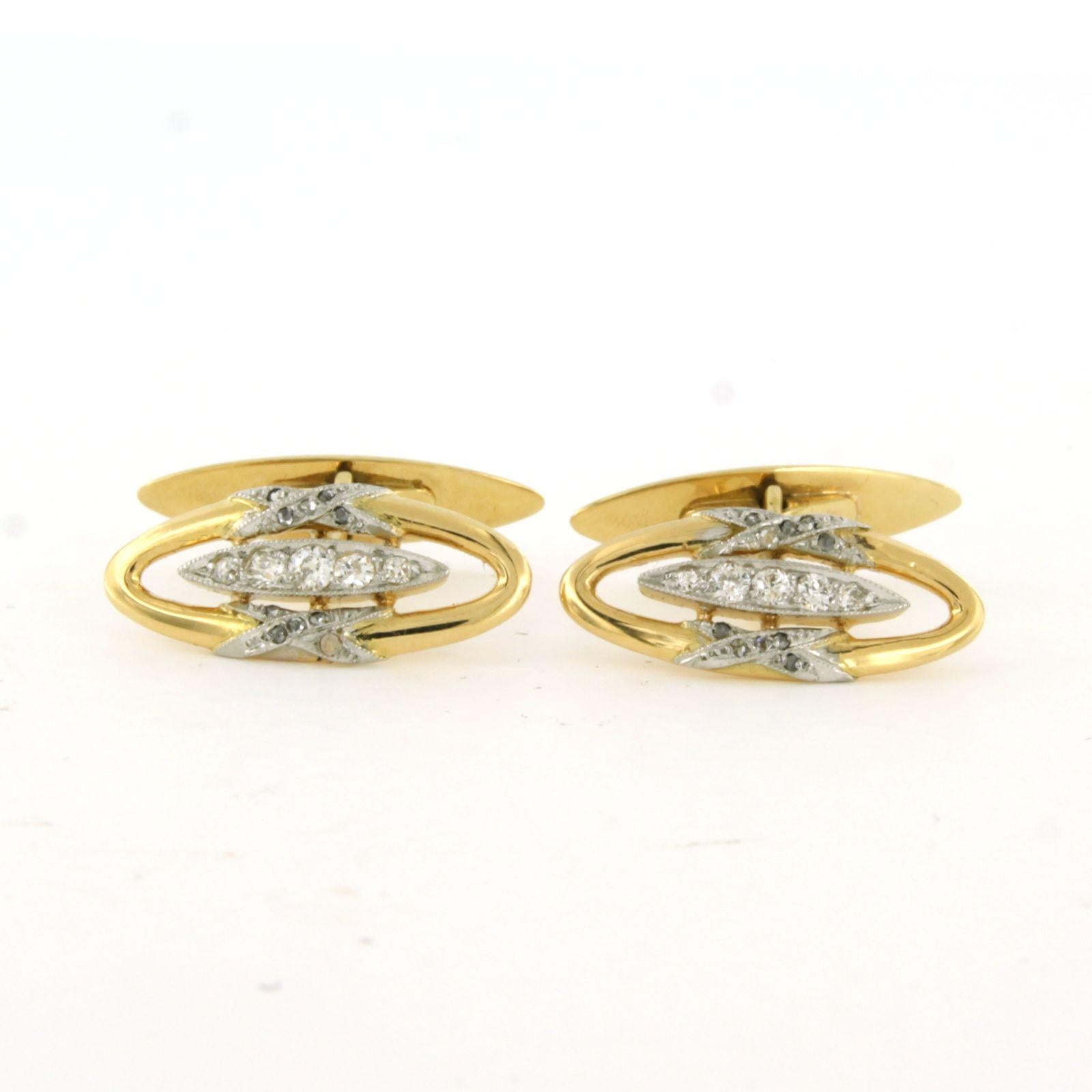 Gemelos ART DECO con diamantes talla mina vieja y rosa de hasta 0,45 ct Oro de 18k en venta 1