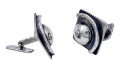 American Art Deco  Cufflinks Signed CHARLES VAL (1910-1966) Sterling Silver