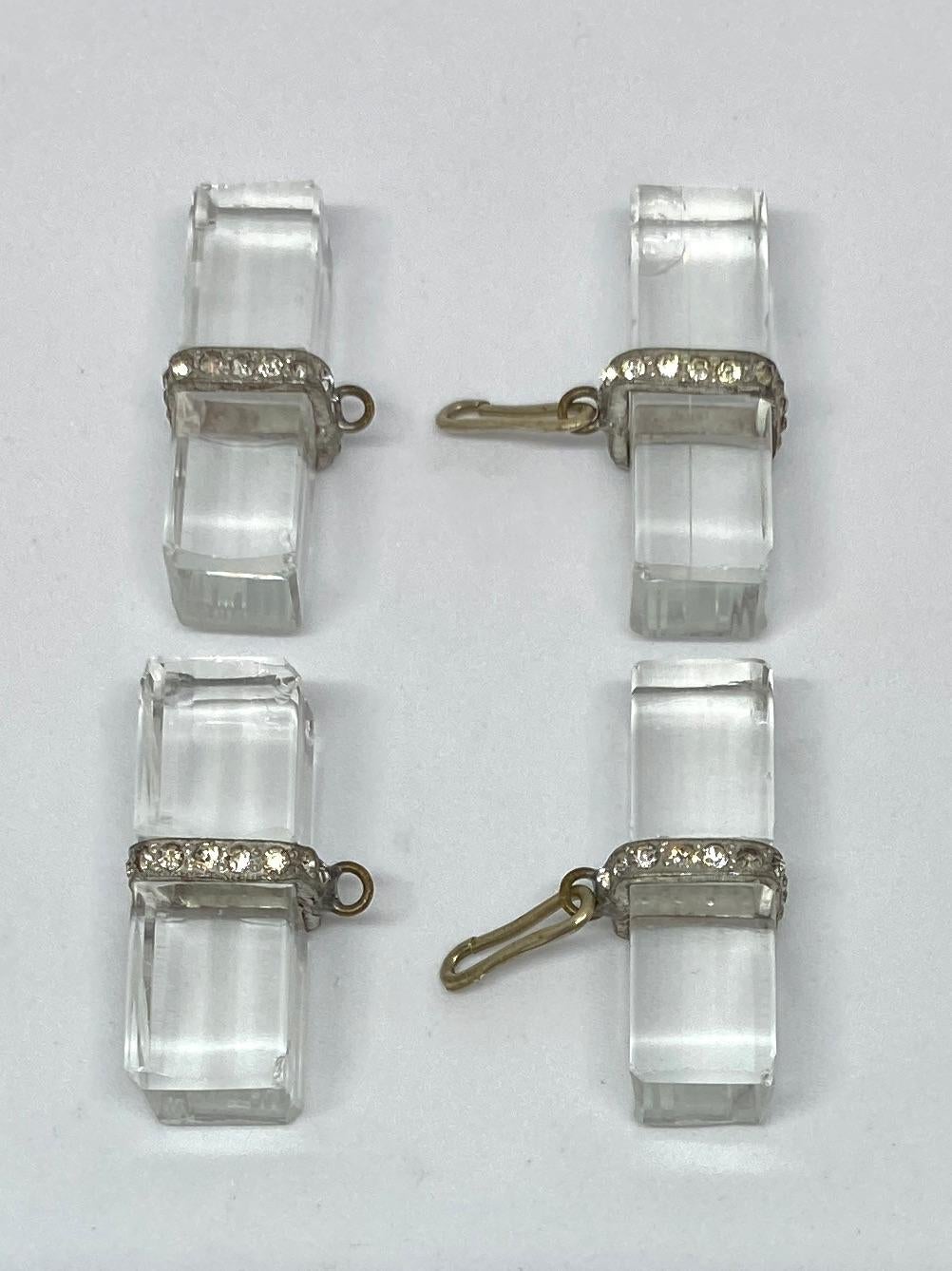 Art Deco Cufflinks in Platinum with Rock Crystal and Diamonds In Fair Condition For Sale In San Rafael, CA