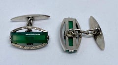 Art Deco Cufflinks in Silver with Chrysoprase