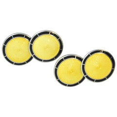 Vintage Art Deco Cufflinks in Sterling with Enamel, circa 1930