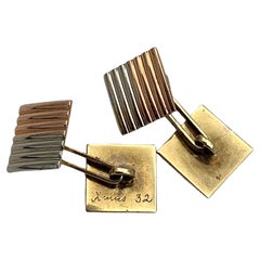 Art Deco Cufflinks Rose White Yellow 3 Color Gold Inscription X Mas 1932